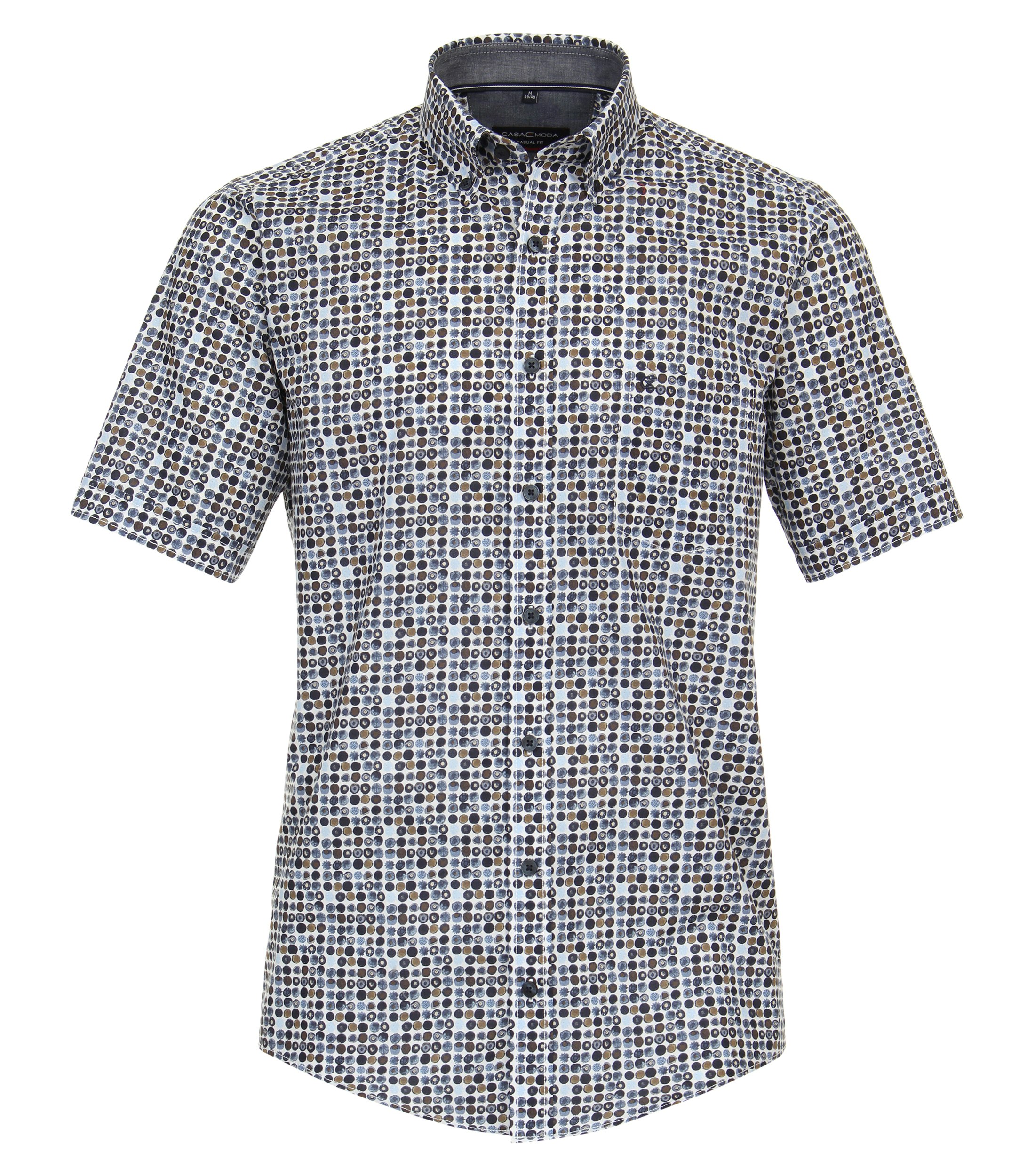 Ein Freizeithemd im Print Muster in der Farbe graues Dunkelblau
