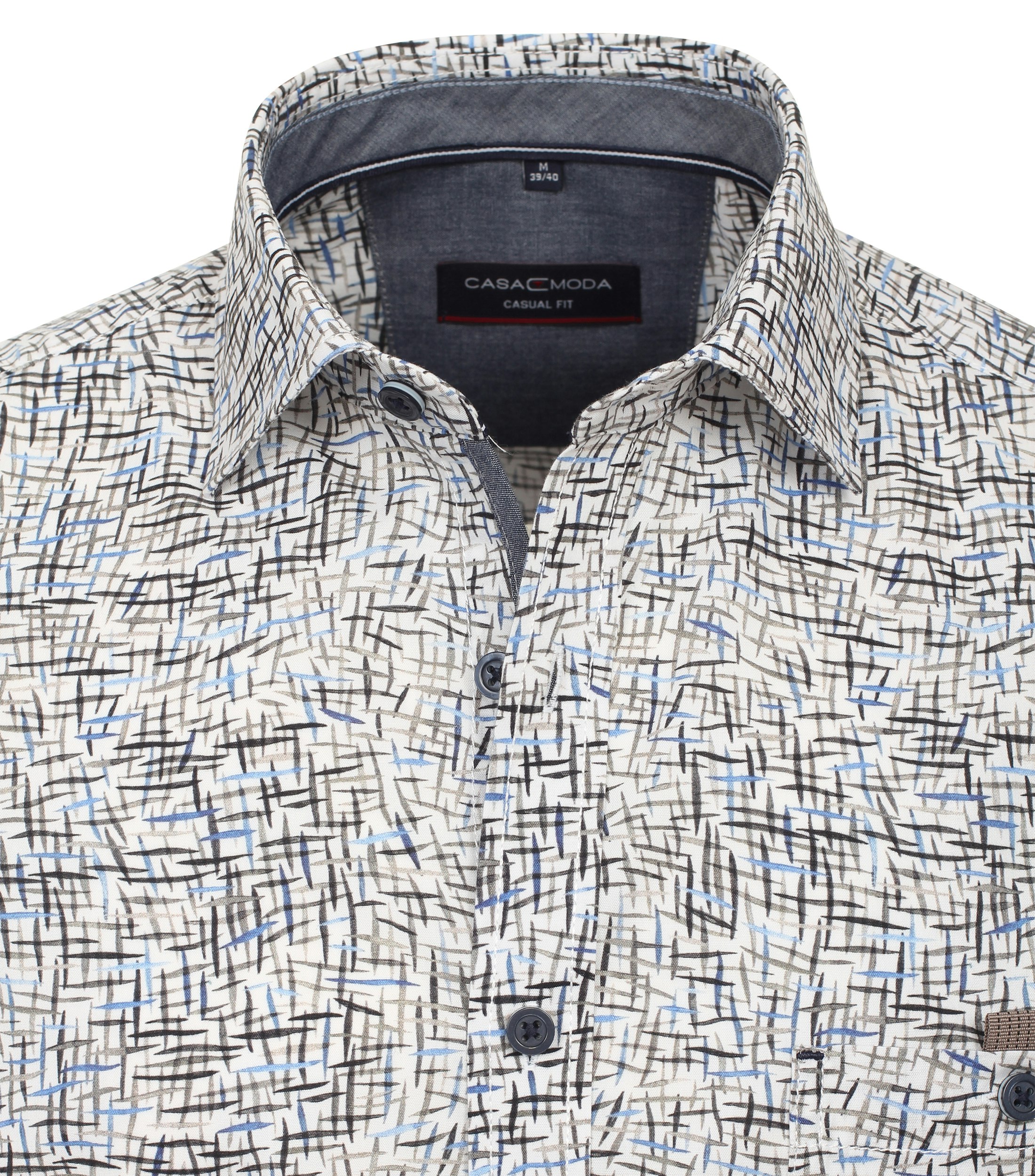 Ein Freizeithemd im Print Muster in der Farbe graues Mittelblau