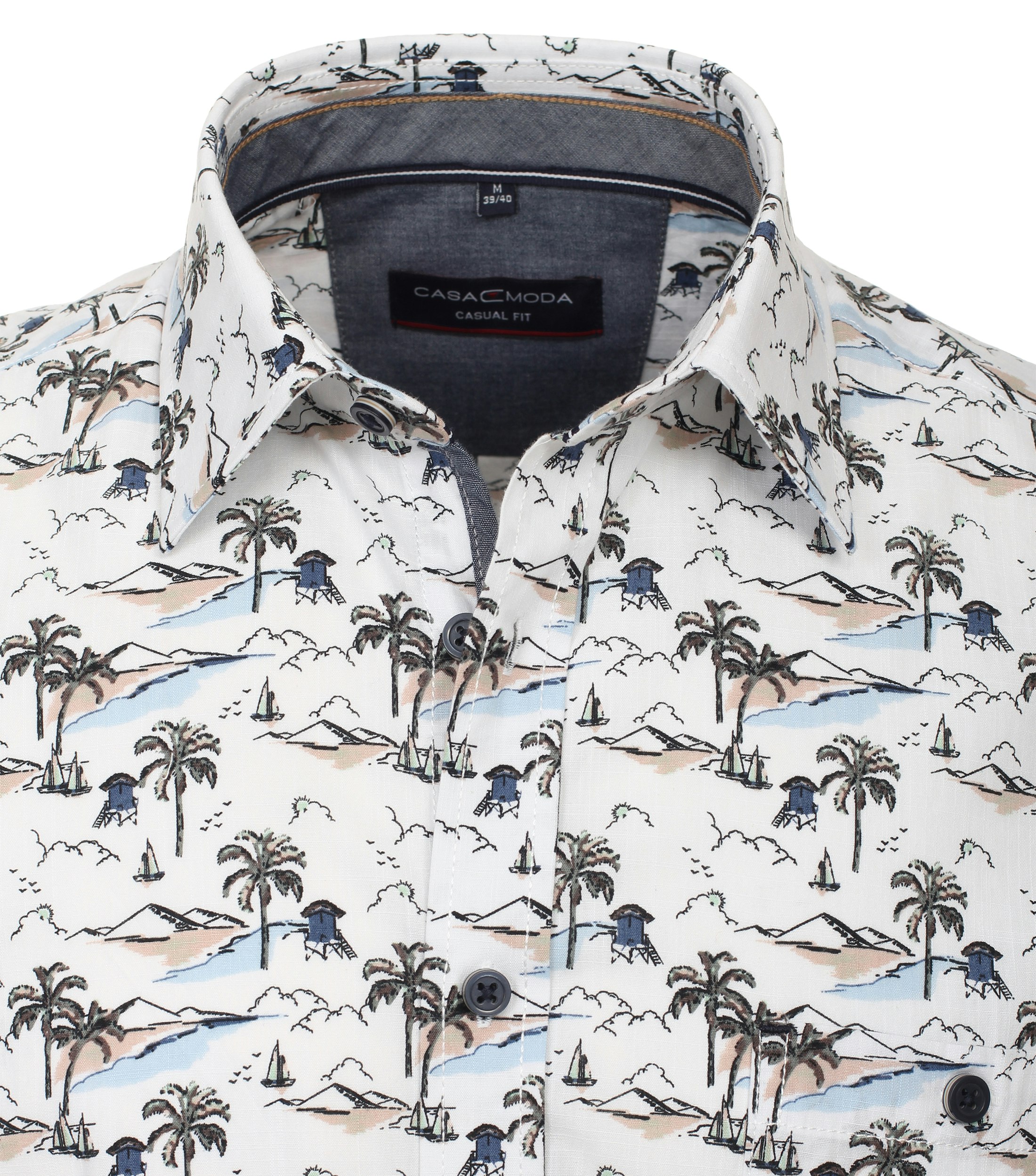 Ein Freizeithemd im Print Muster in der Farbe graues Mittelblau