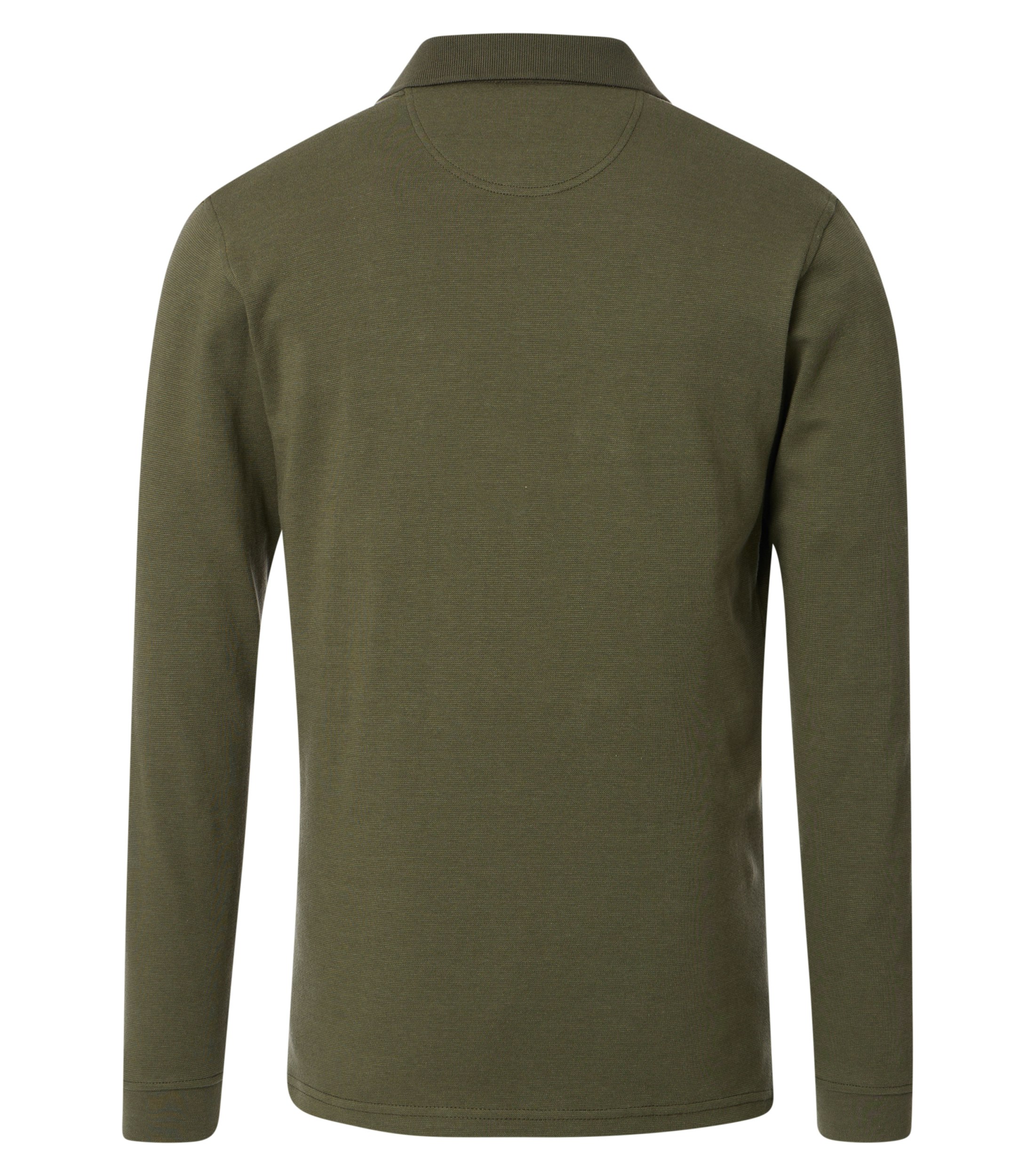 Ein Polo-Shirt im gestreift Muster in der Farbe Olive