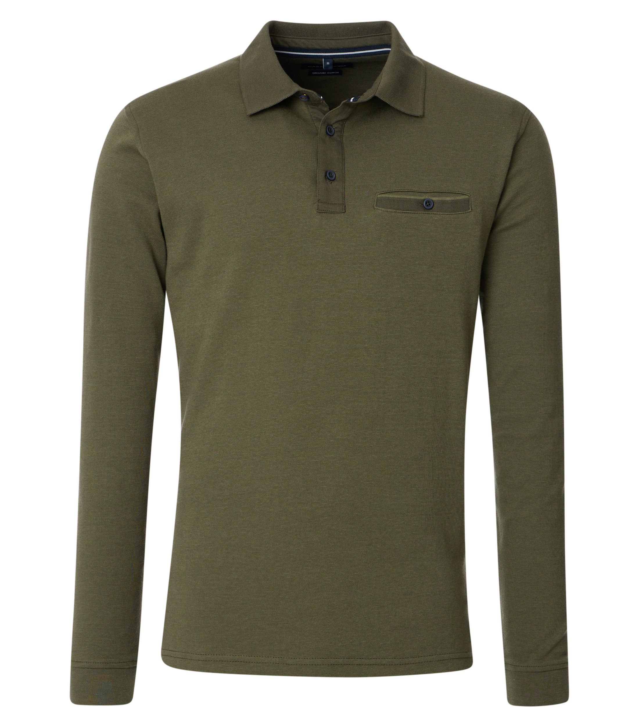 Ein Polo-Shirt im gestreift Muster in der Farbe Olive
