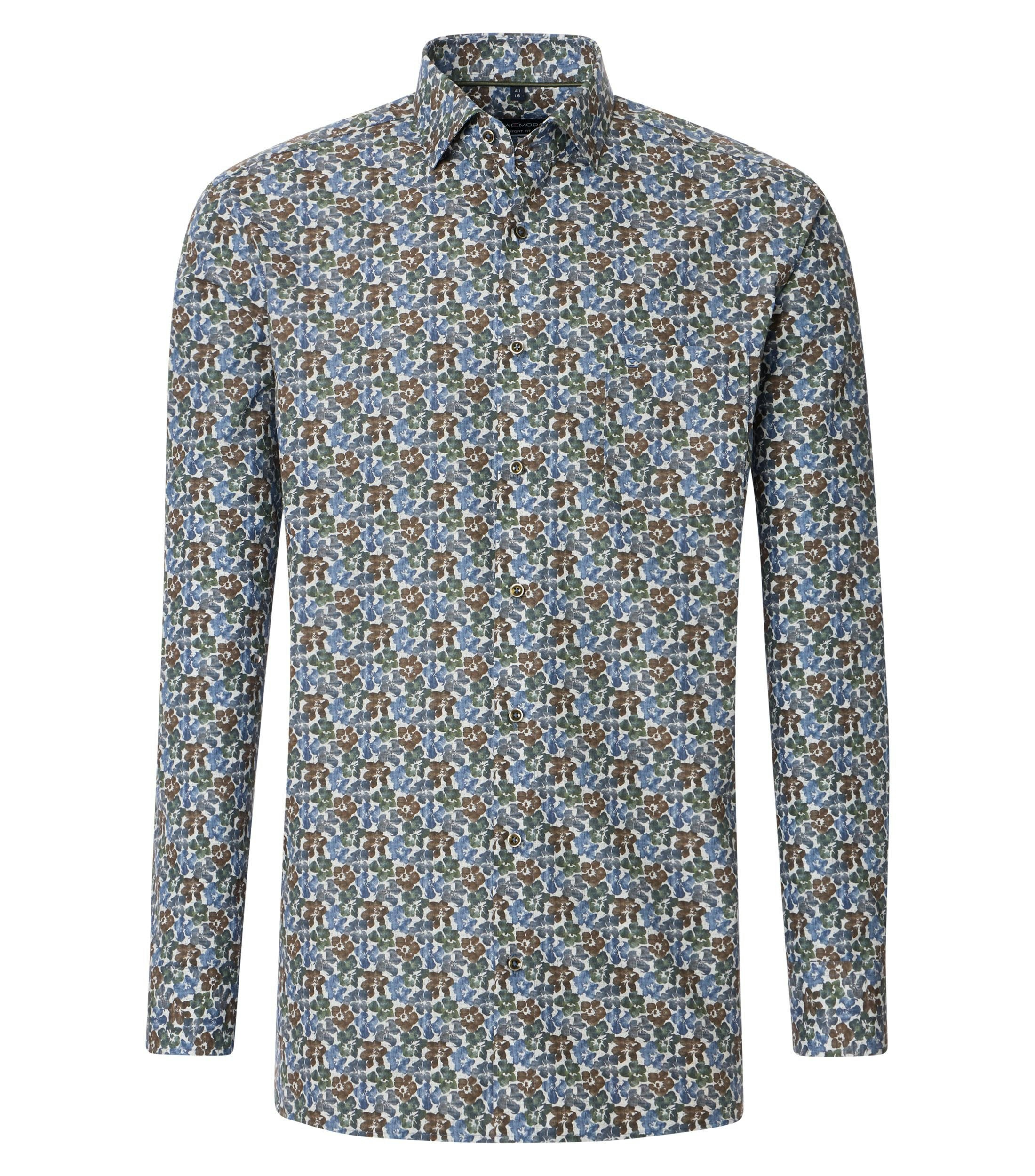 Ein Businesshemd im Print Muster in der Farbe Blau