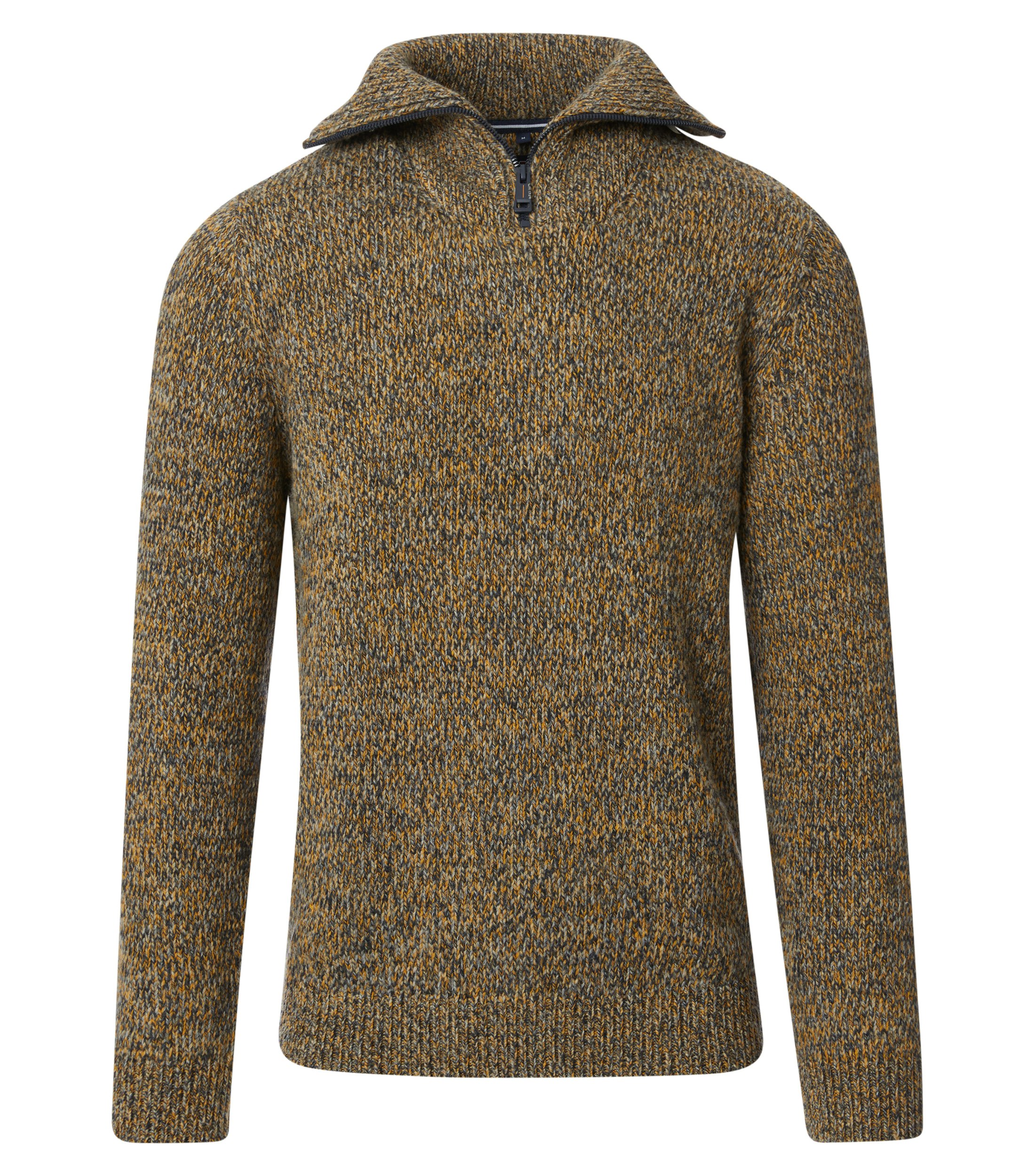 Das Model trägt ein Pullover im uni Muster in der Farbe Gelb