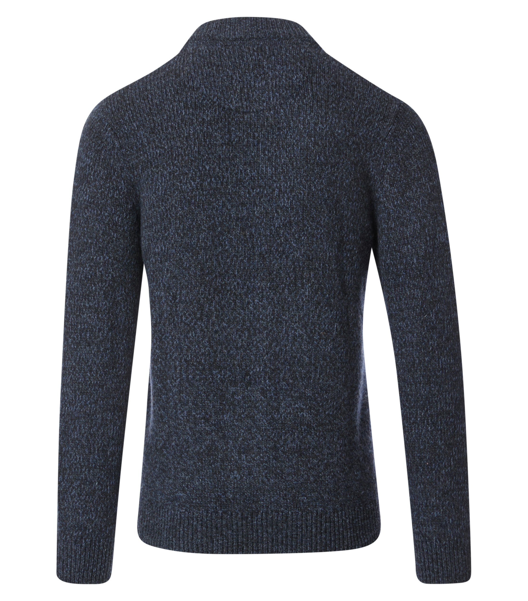 Das Model trägt eine Strickjacke im uni Muster in der Farbe Dunkelblau