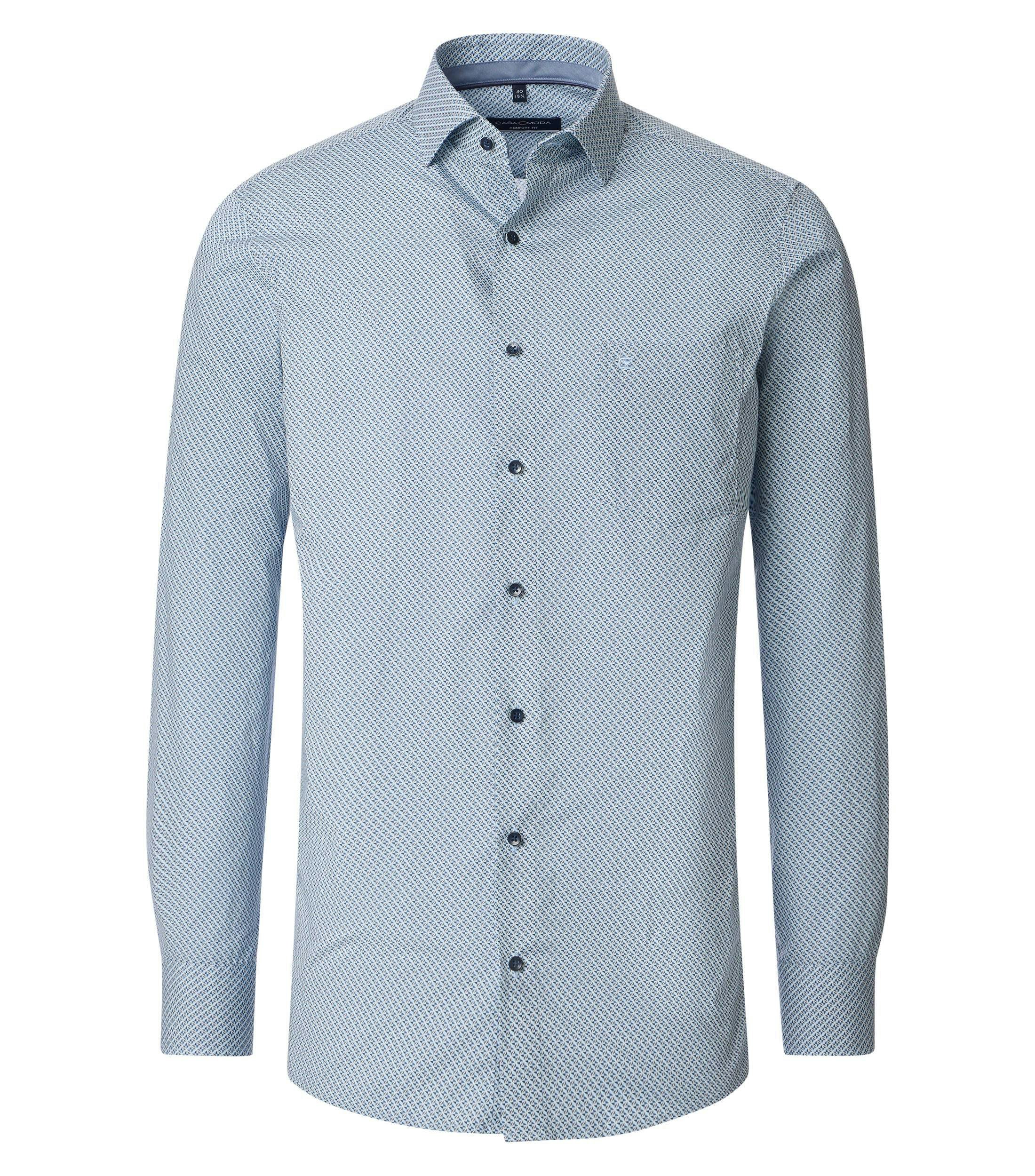 Ein Businesshemd im Print Muster in der Farbe Blau