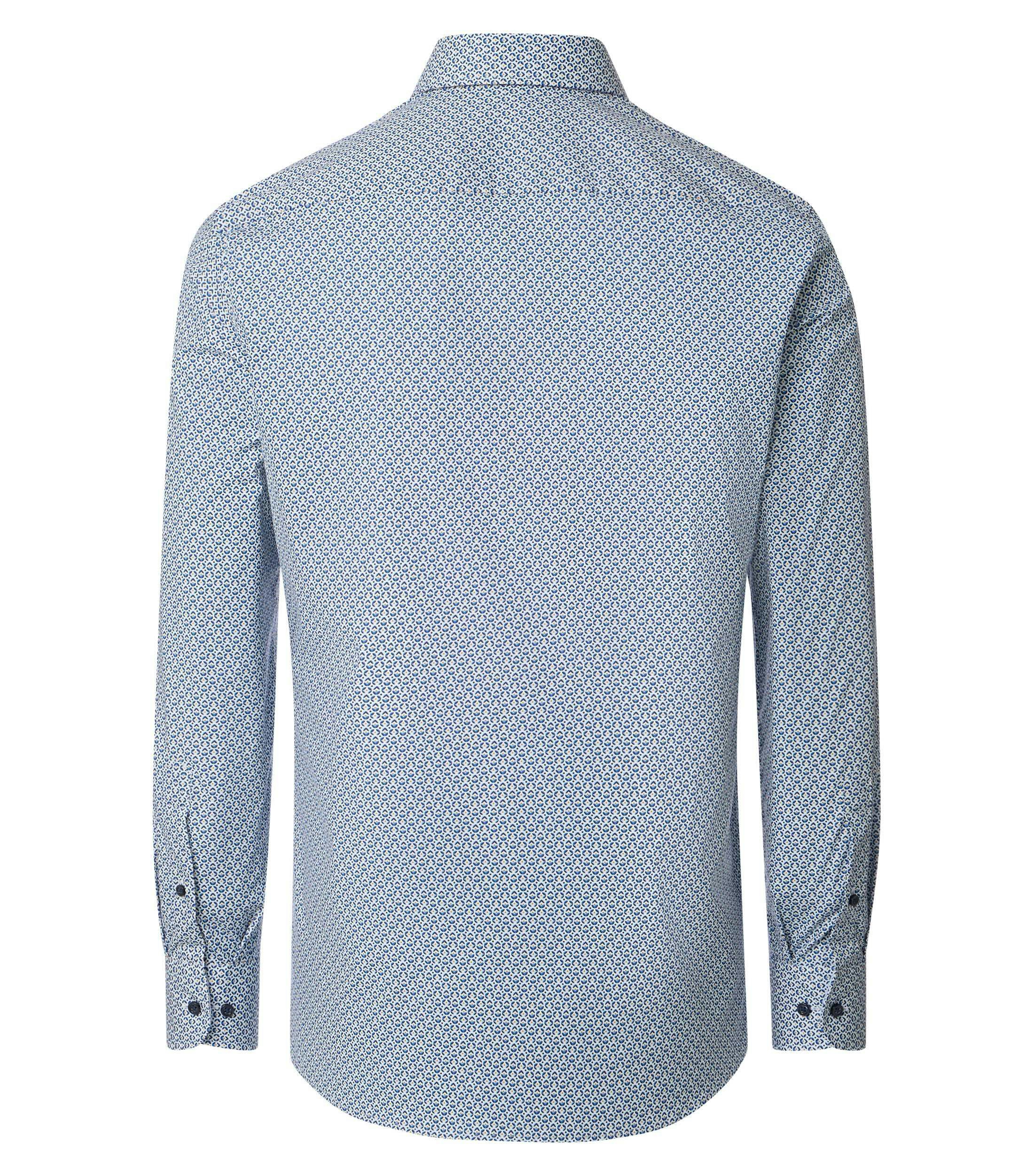Ein Businesshemd im Print Muster in der Farbe Blau