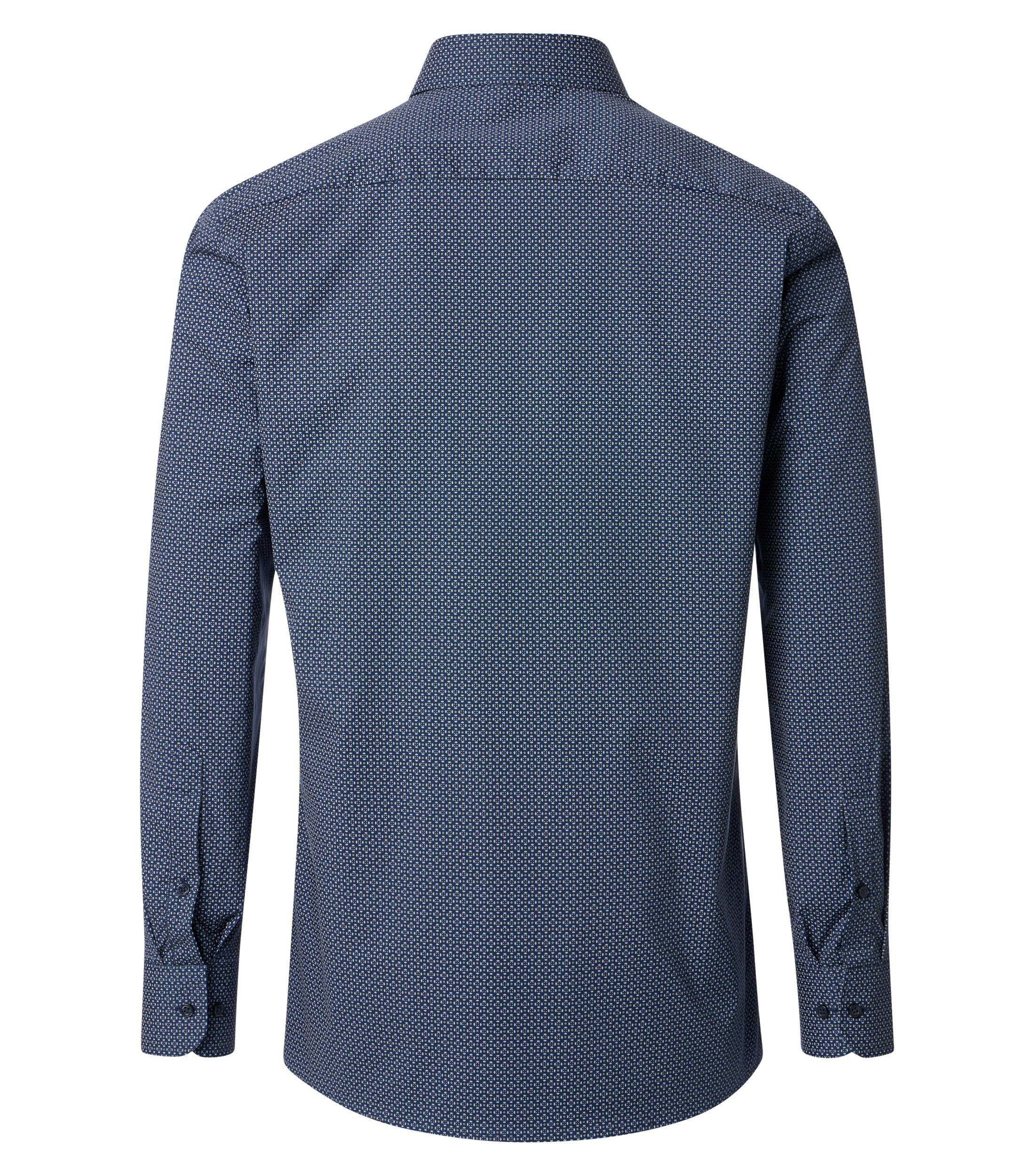 Ein Businesshemd im Print Muster in der Farbe Blau