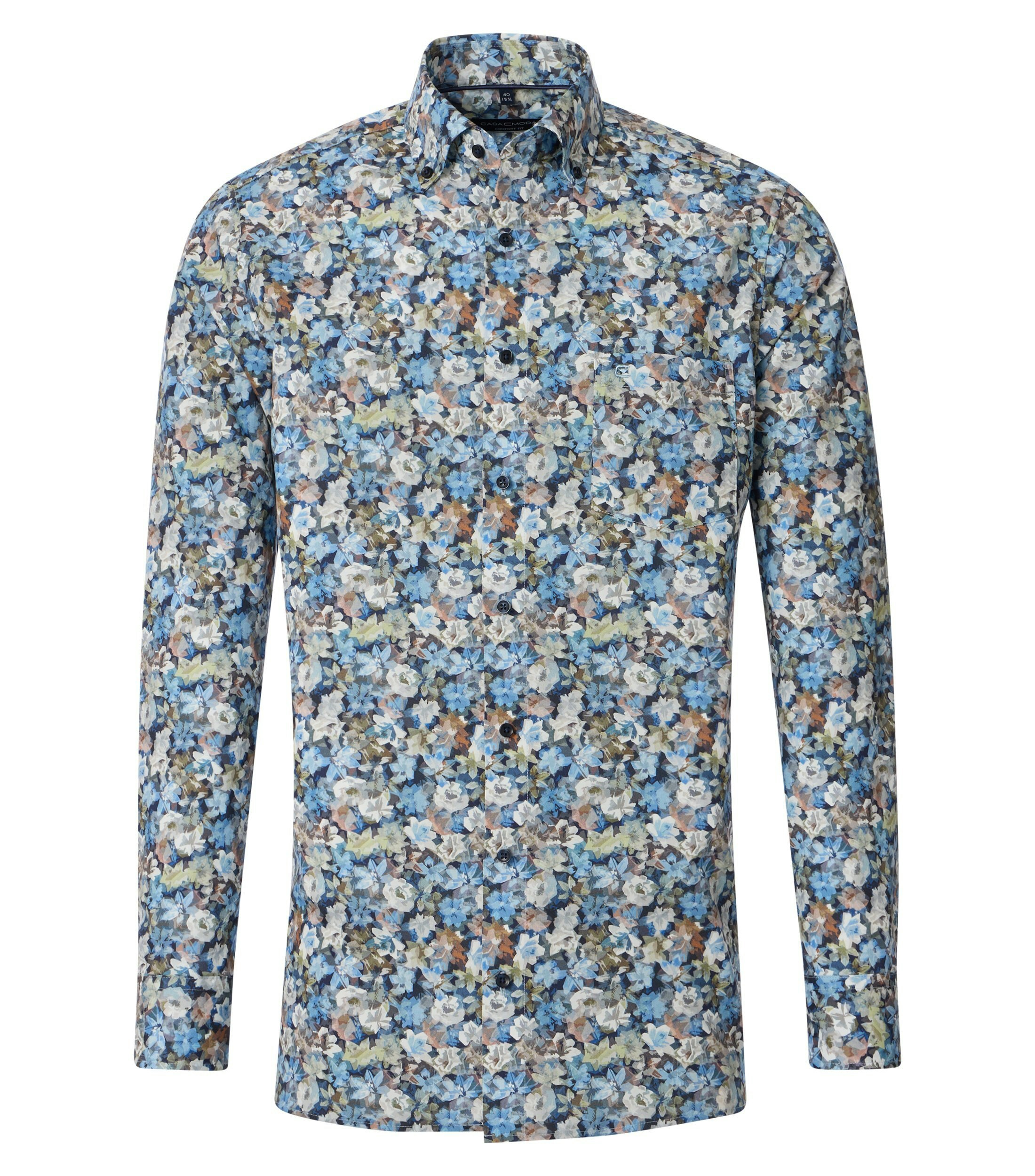 Ein Businesshemd im Print Muster in der Farbe Blau