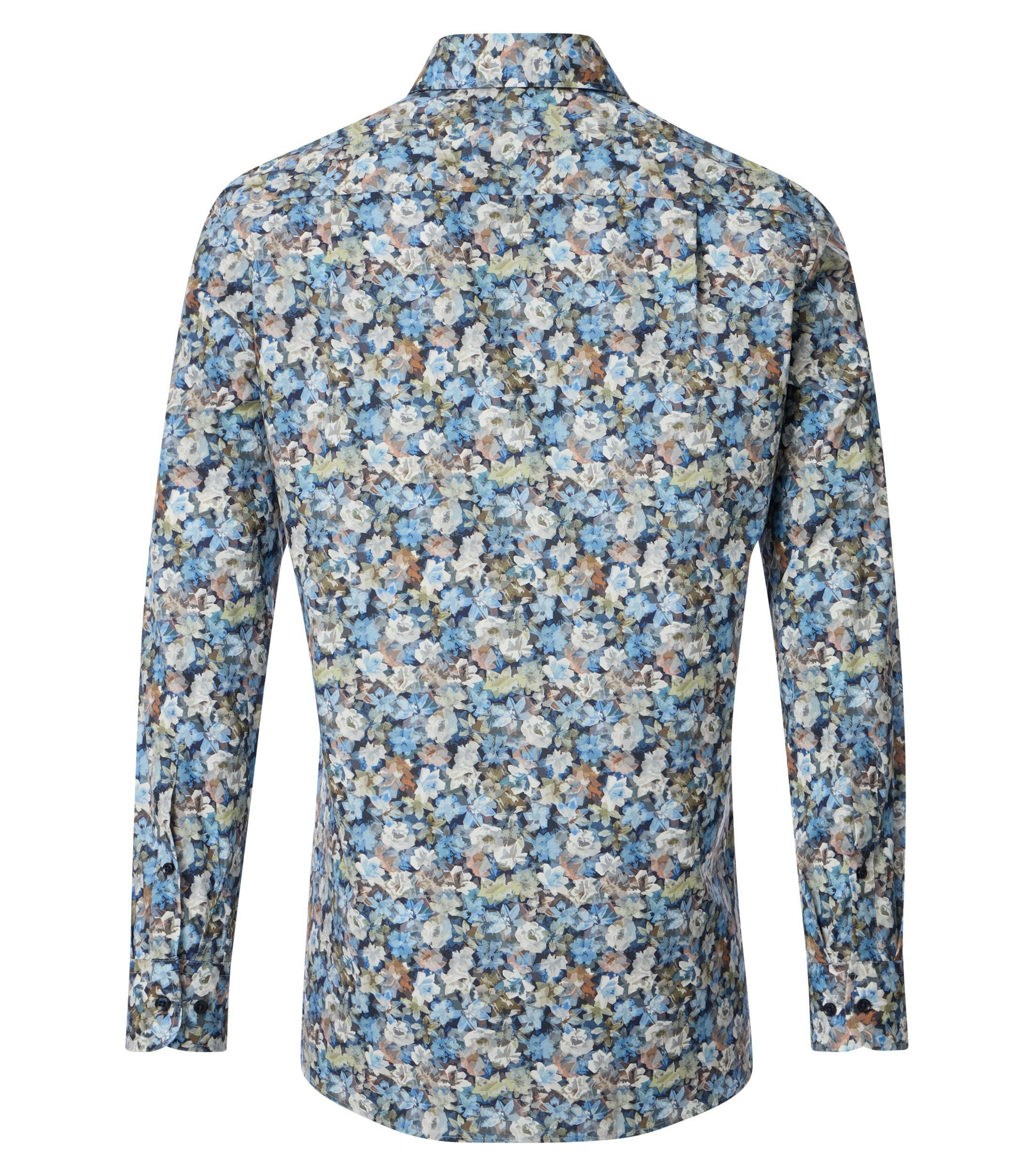 Ein Businesshemd im Print Muster in der Farbe Blau