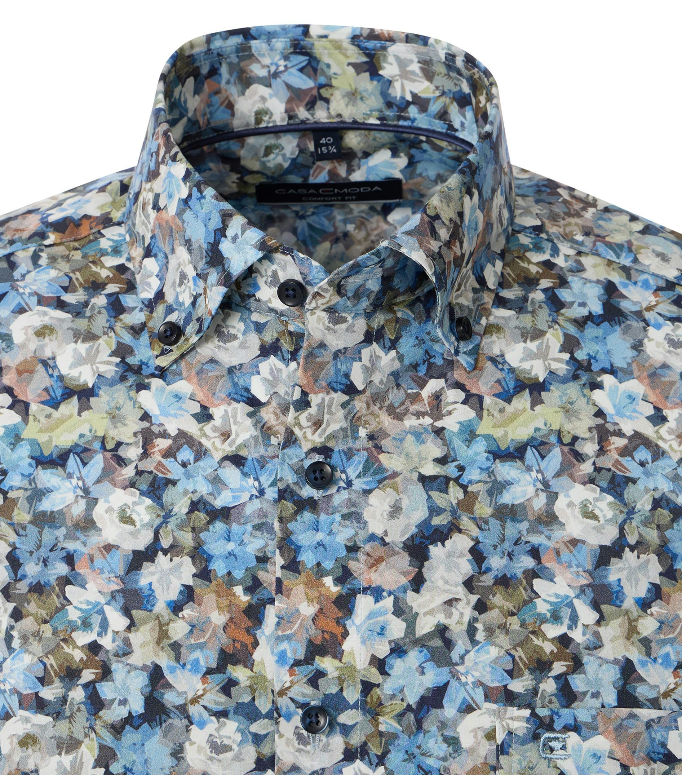 Ein Businesshemd im Print Muster in der Farbe Blau