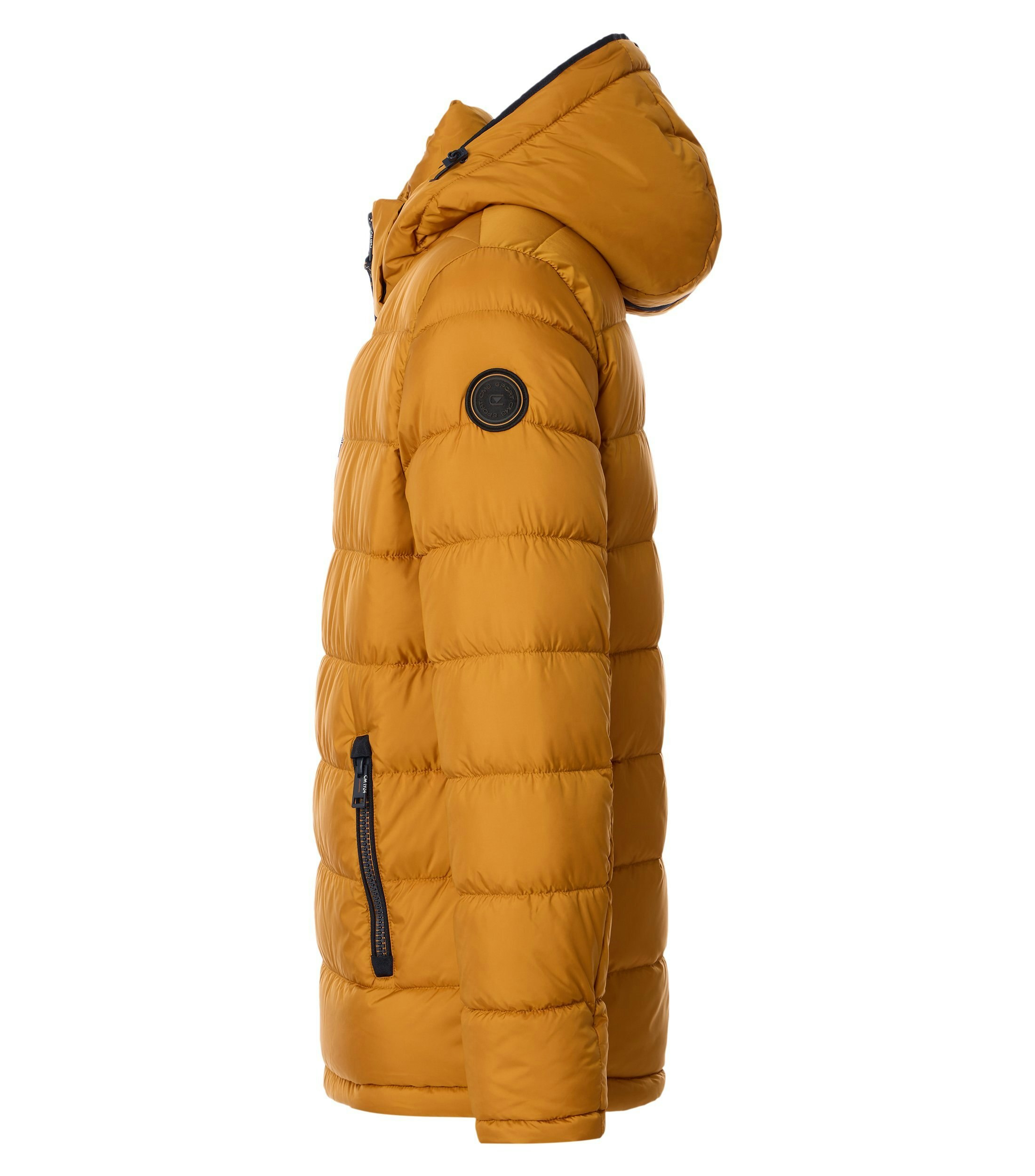 Das Model trägt eine Jacke im uni Muster in der Farbe Gelb