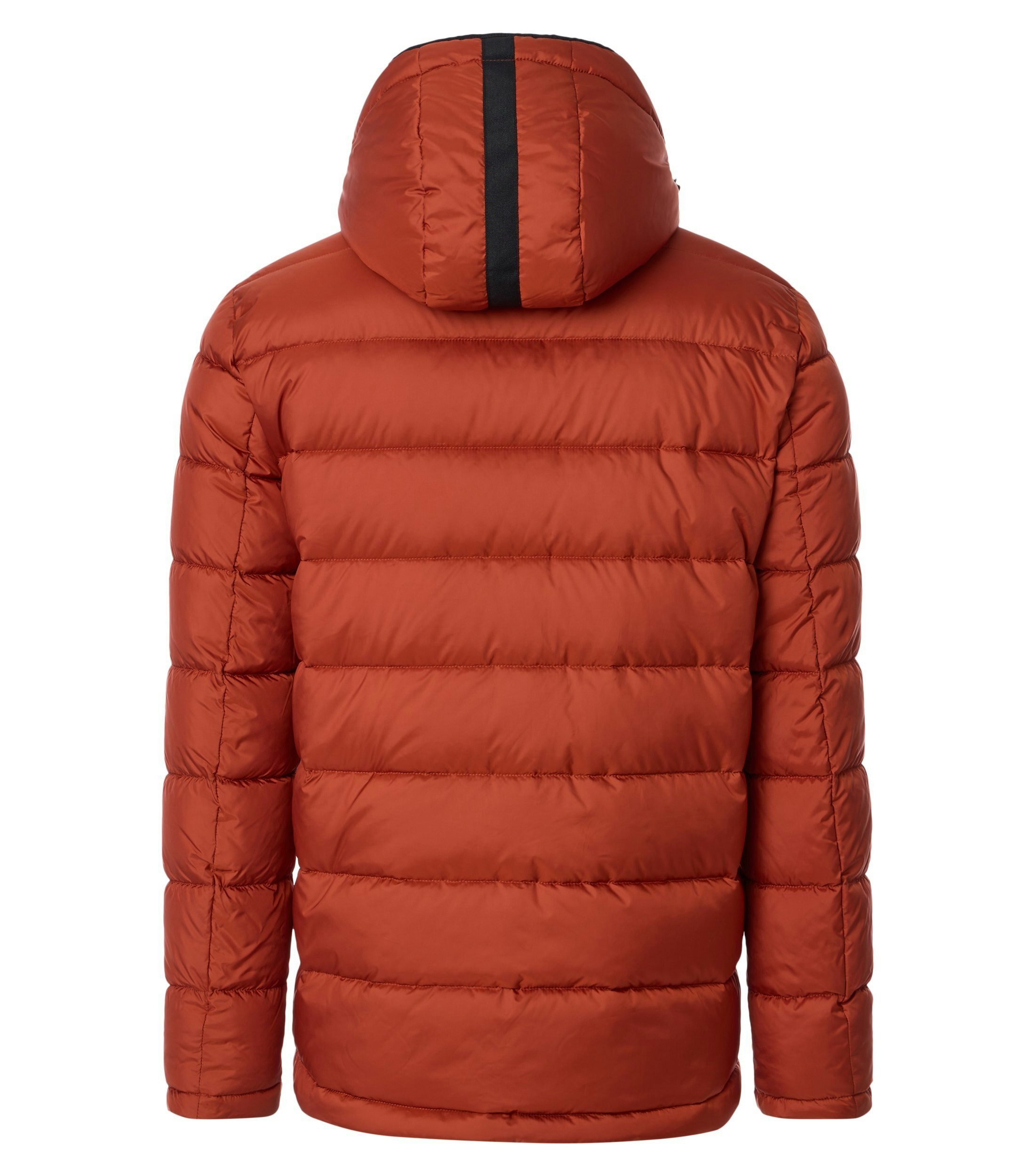 Das Model trägt eine Jacke im uni Muster in der Farbe Orange