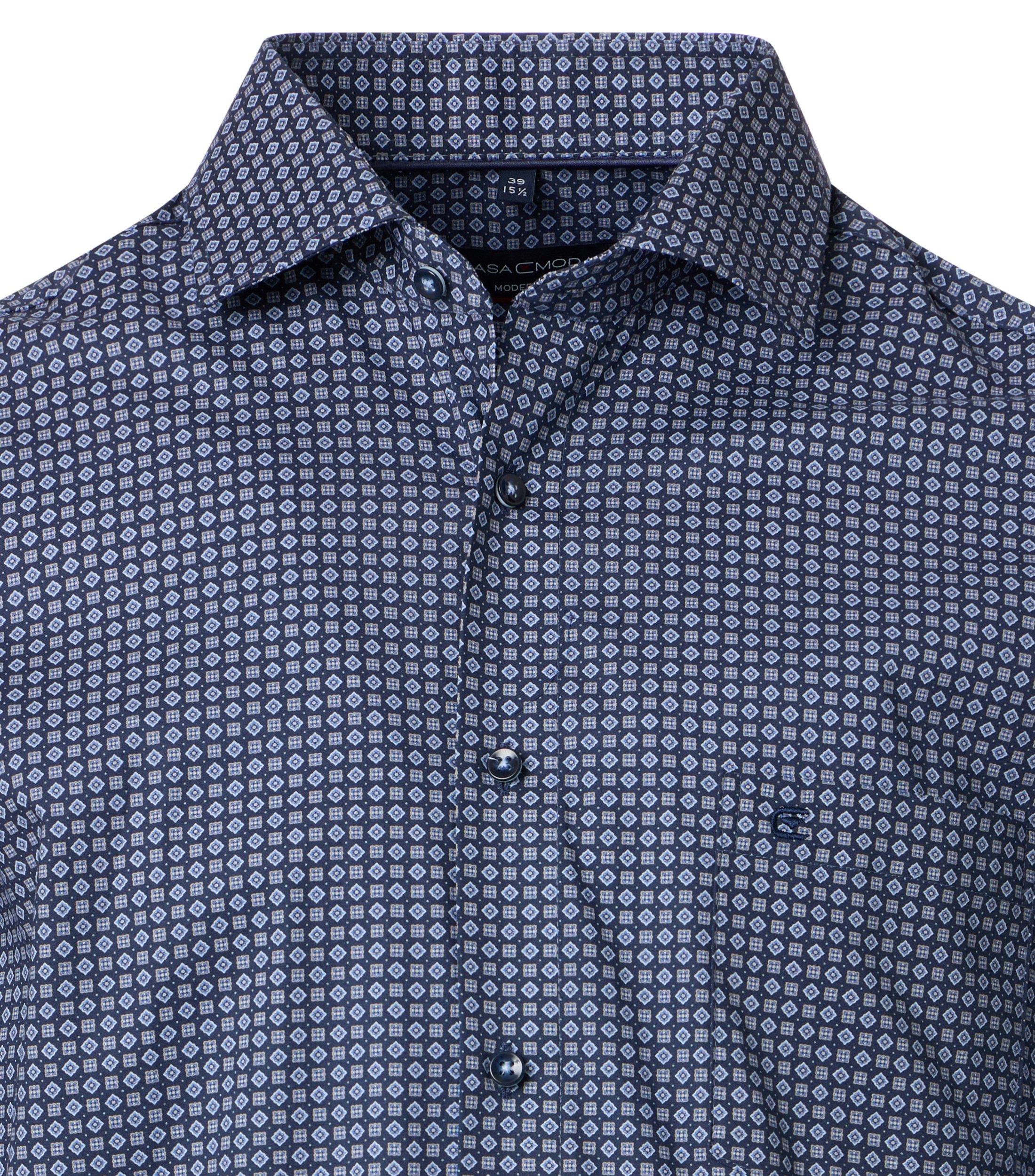 Ein Businesshemd im Print Muster in der Farbe Blau