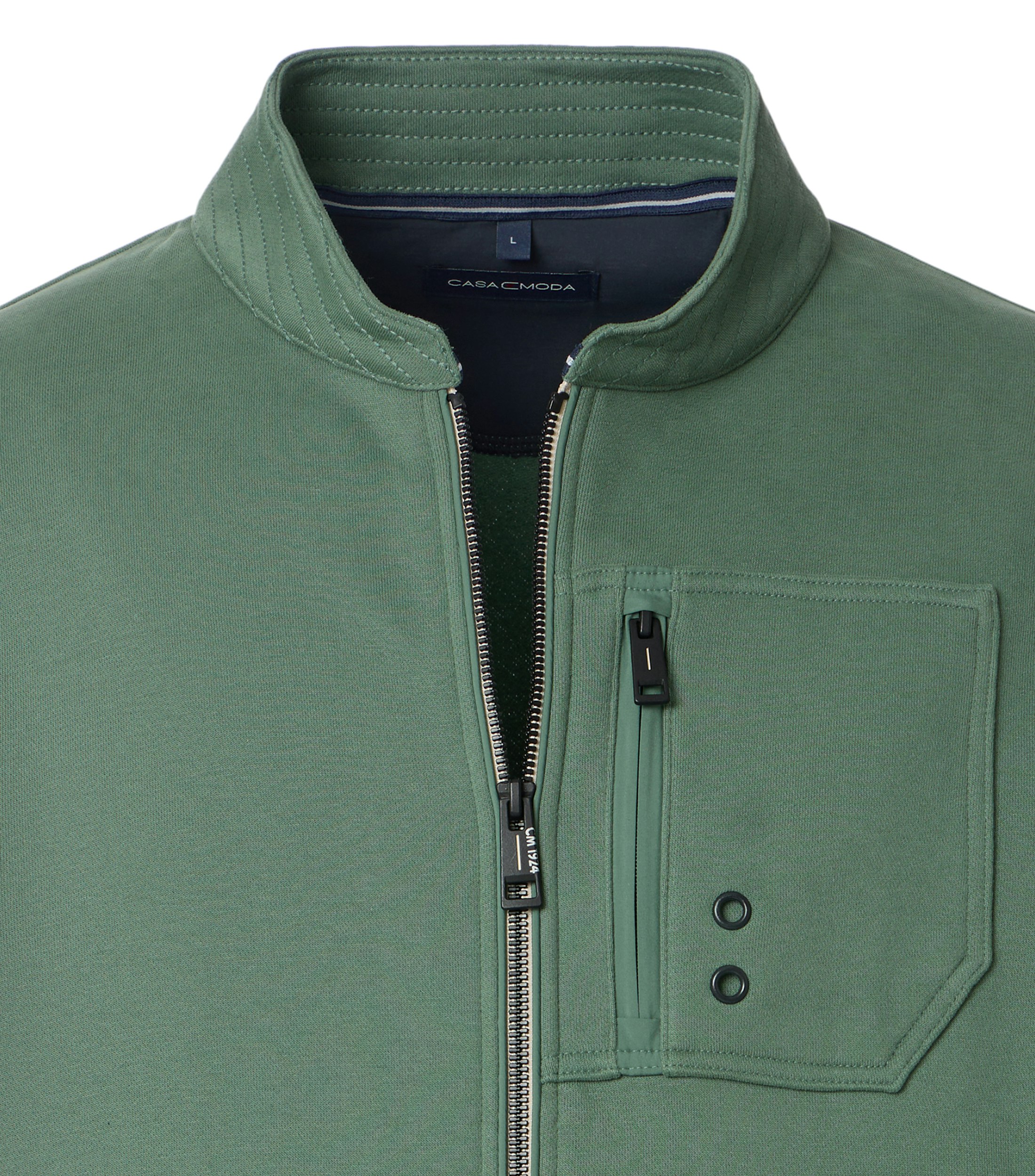 Ein Sweatjacke im uni Muster in der Farbe Grün