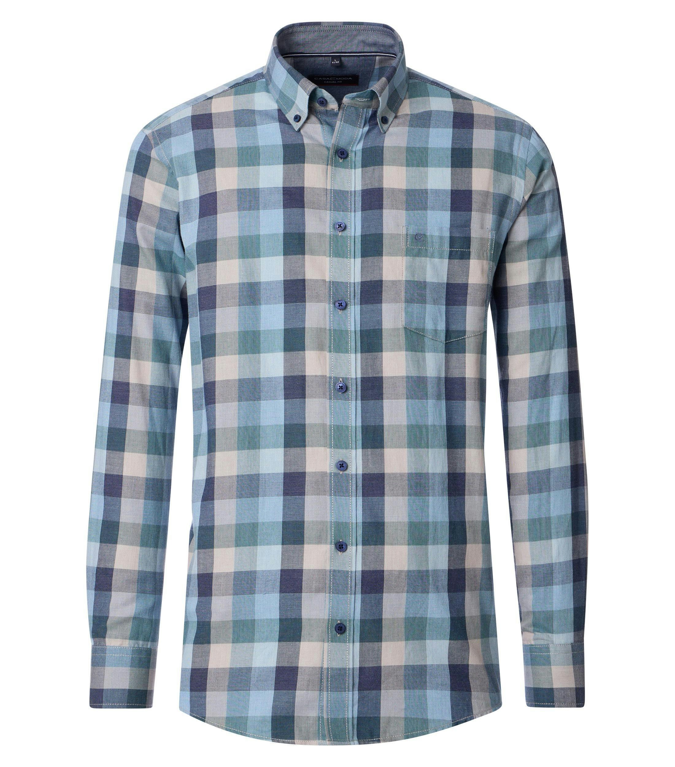 Ein Freizeithemd im kariert Muster in der Farbe dunkles Türkis