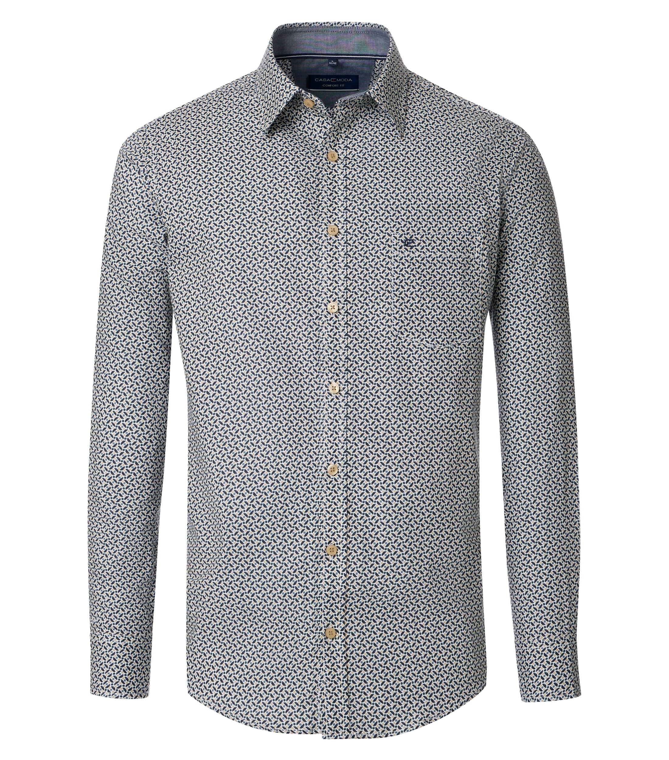 Ein Freizeithemd im Print Muster in der Farbe Blau