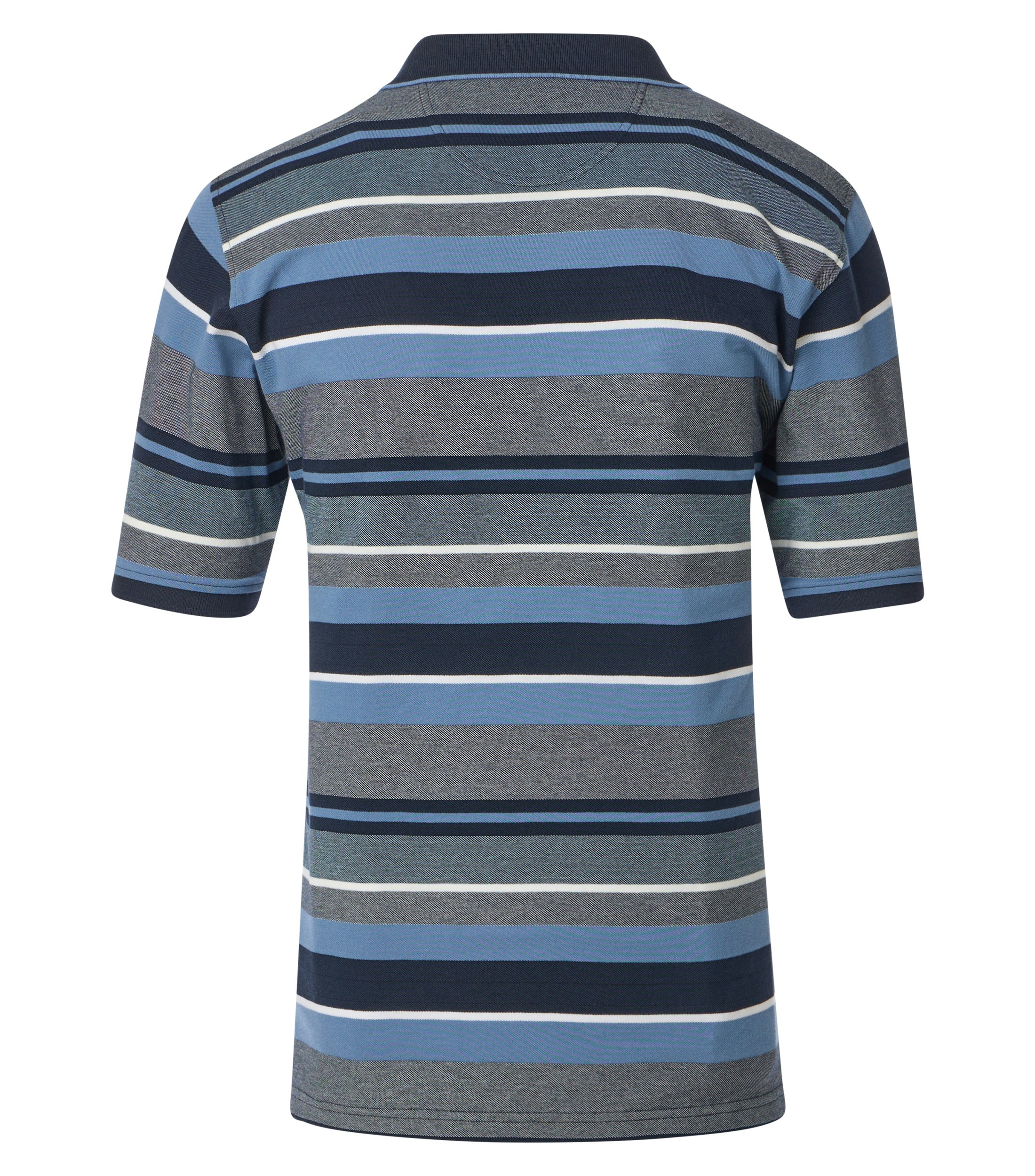 Ein Polo-Shirt im gestreift Muster in der Farbe Blau