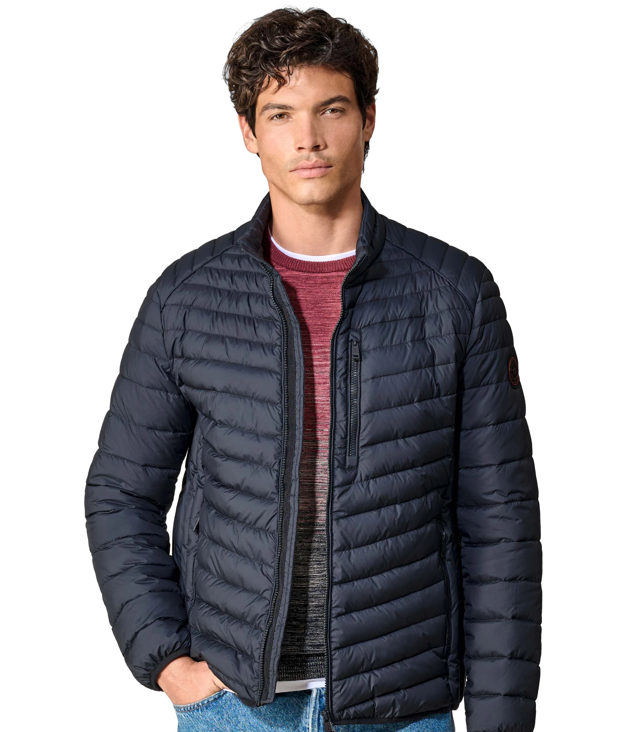 Steppjacke im unifarbenen Design in der Farbe Dunkelblau