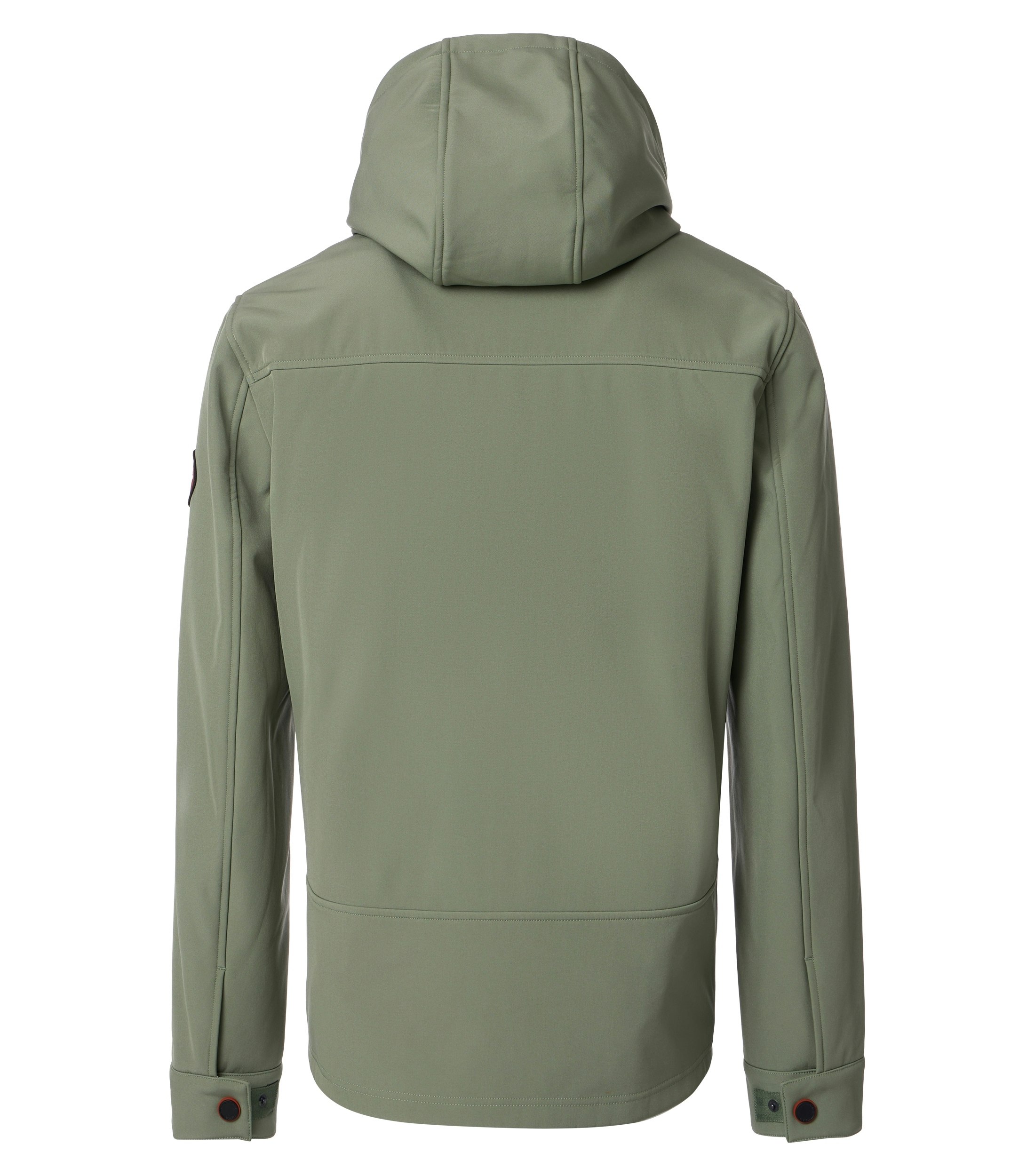Das Model trägt eine Jacke im uni Muster in der Farbe Mint