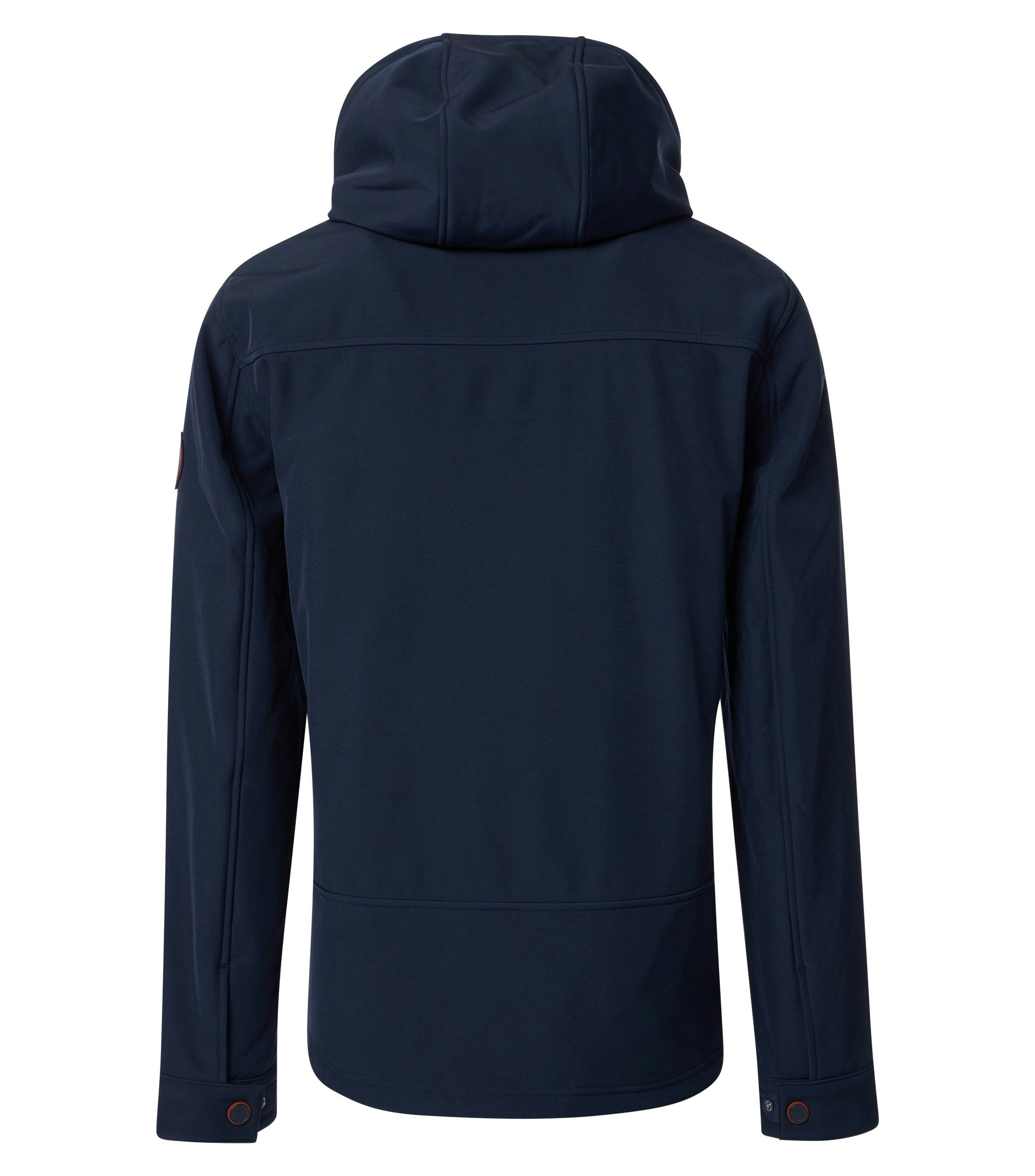 Das Model trägt eine Jacke im uni Muster in der Farbe Dunkelblau