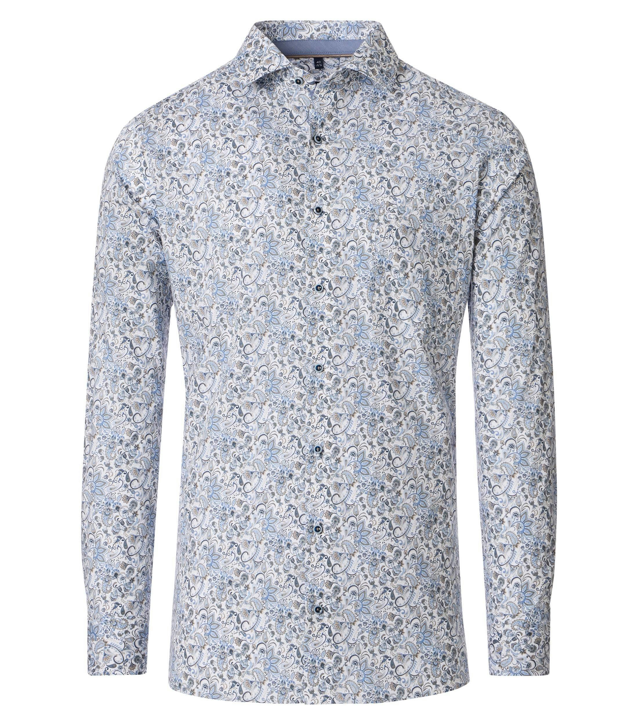 Ein Businesshemd im Print Muster in der Farbe Blau