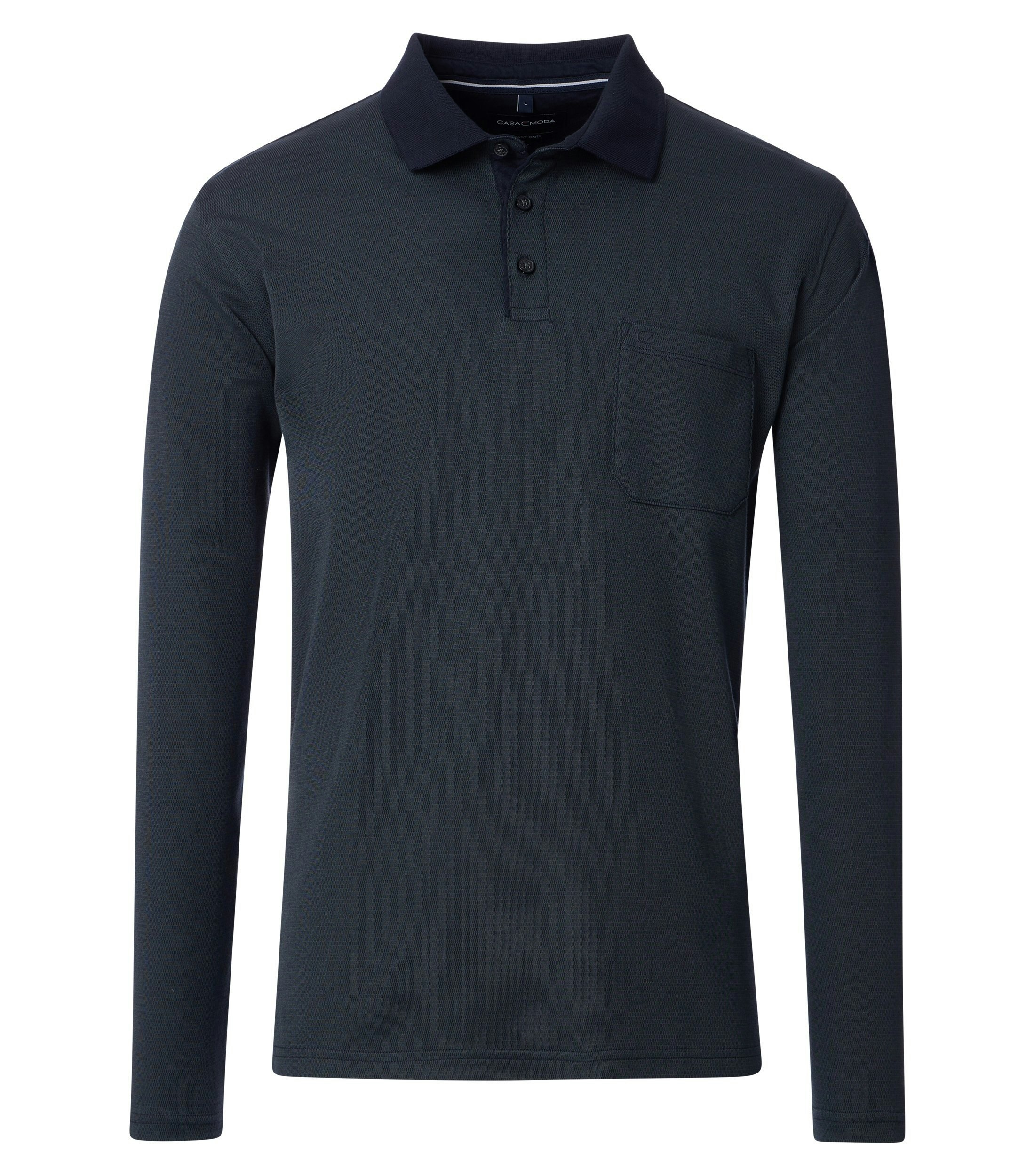 Ein Polo-Shirt im gestreift Muster in der Farbe Dunkelblau