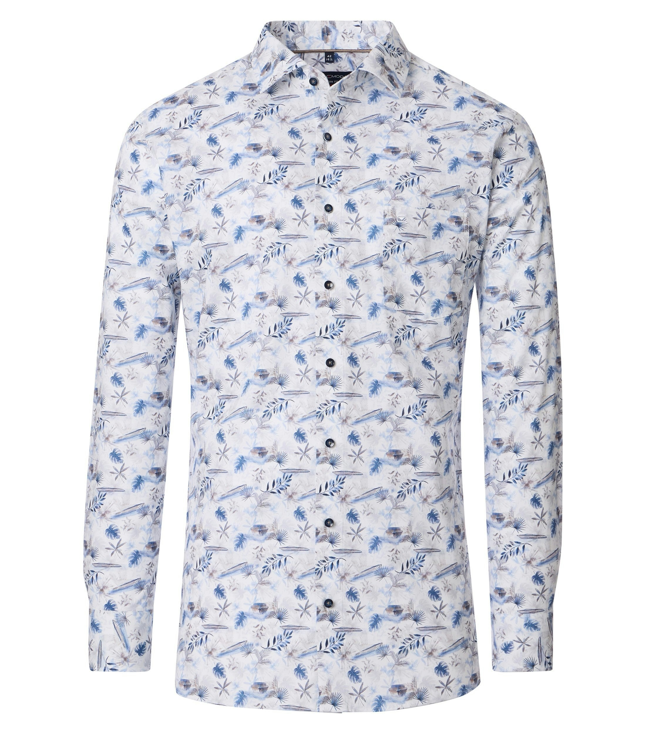 Ein Businesshemd im Print Muster in der Farbe Blau