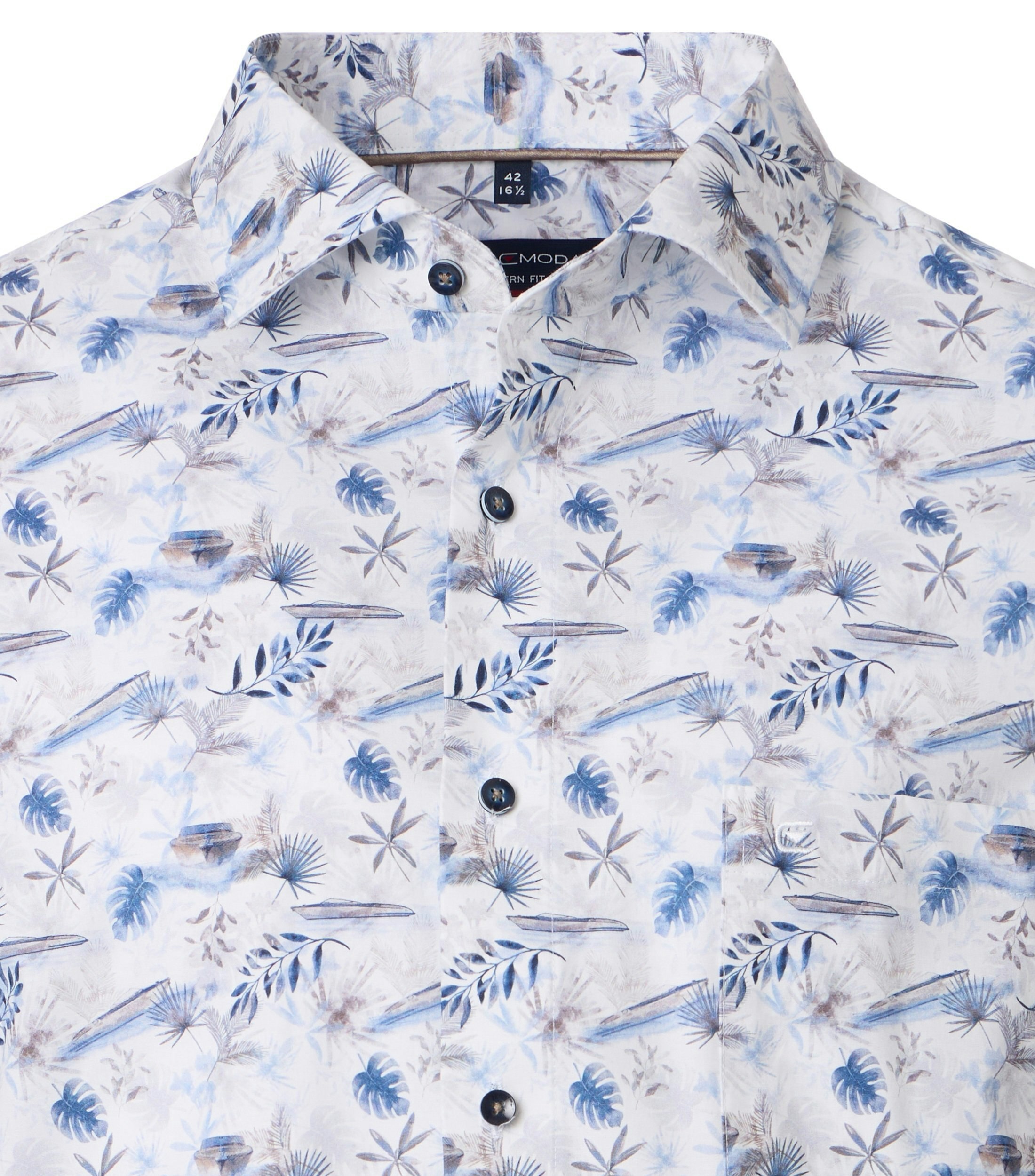 Ein Businesshemd im Print Muster in der Farbe Blau