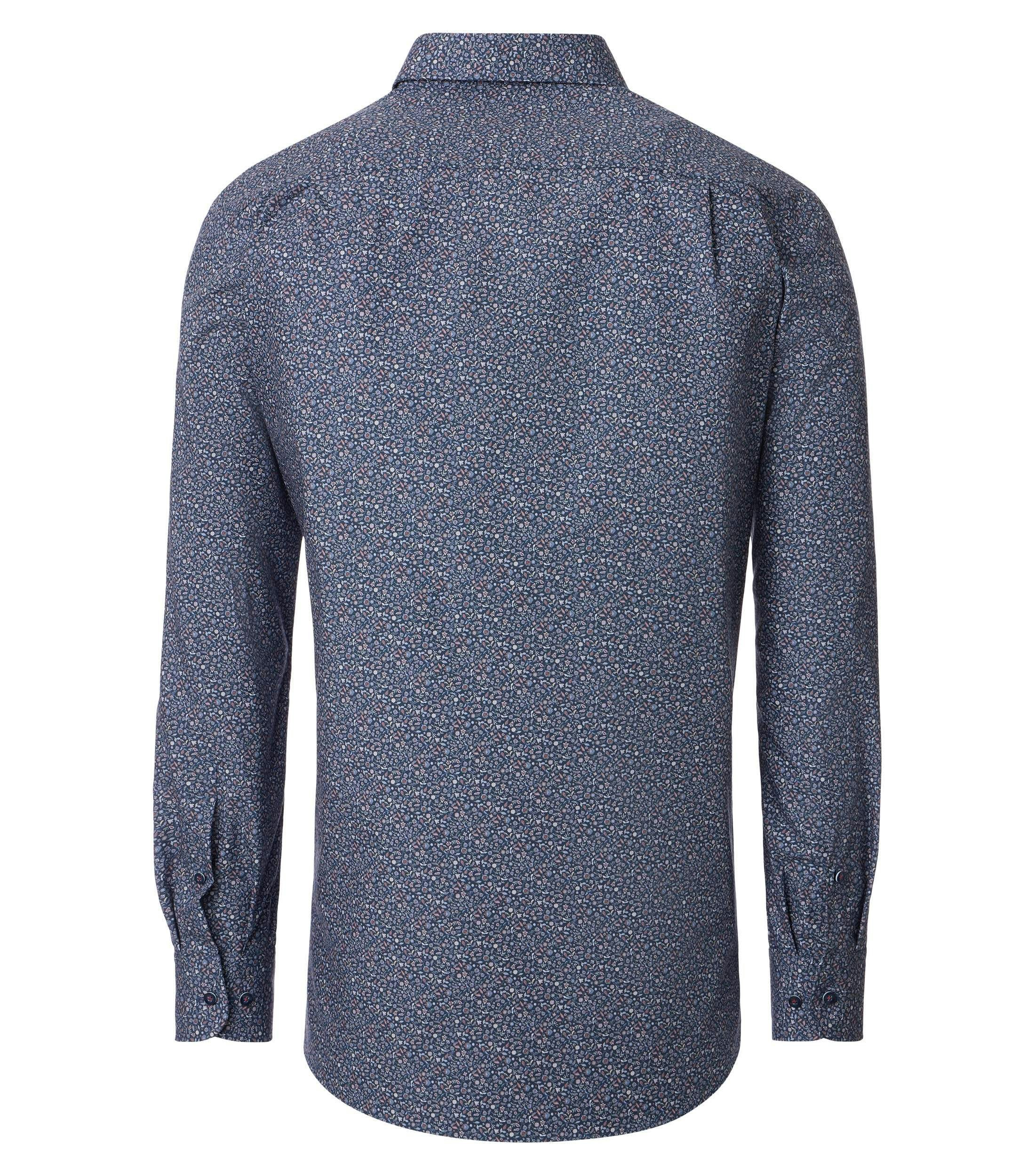 Ein Businesshemd im Print Muster in der Farbe Blau