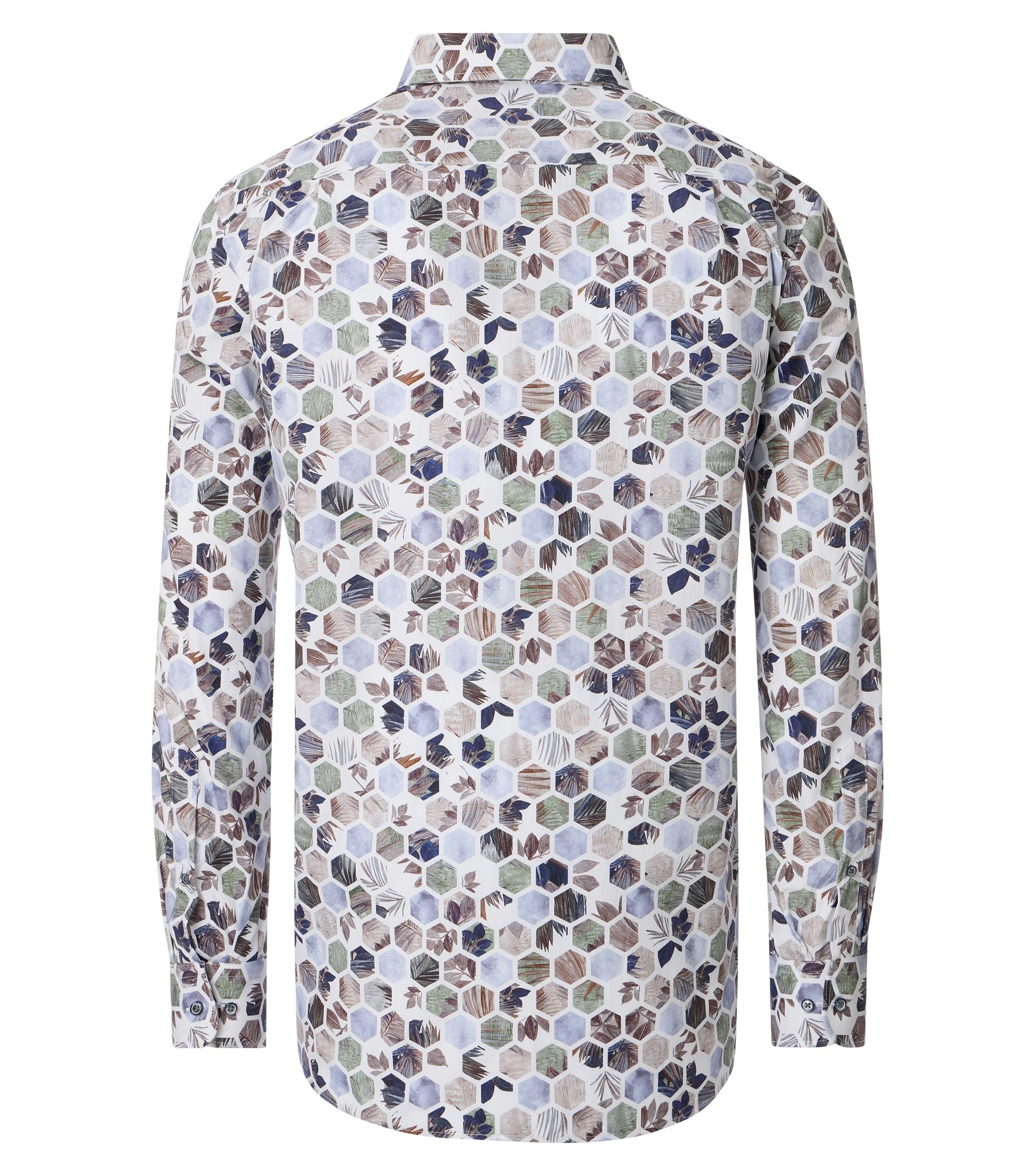 Ein Businesshemd im Print Muster in der Farbe Blau