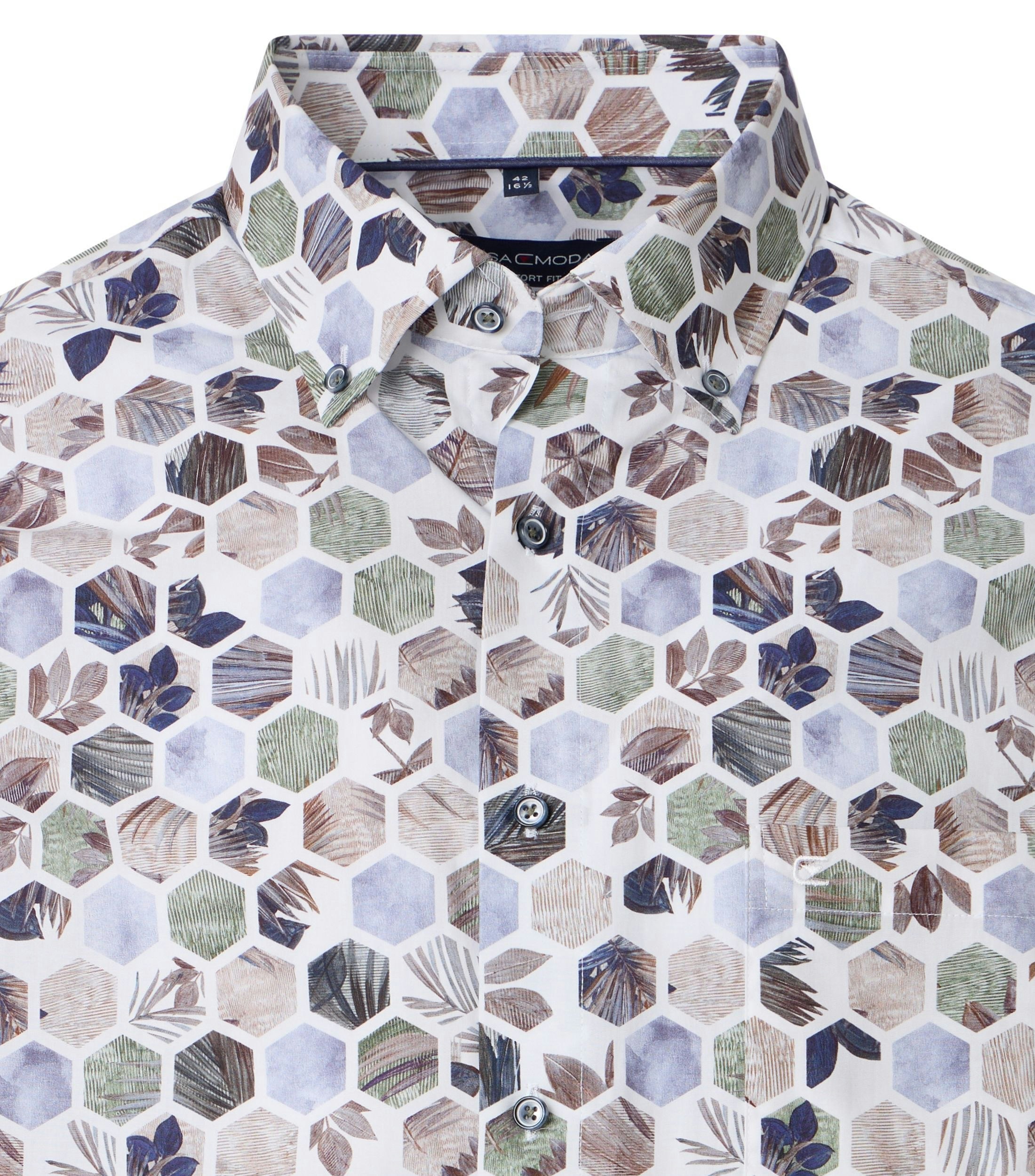 Ein Businesshemd im Print Muster in der Farbe Blau