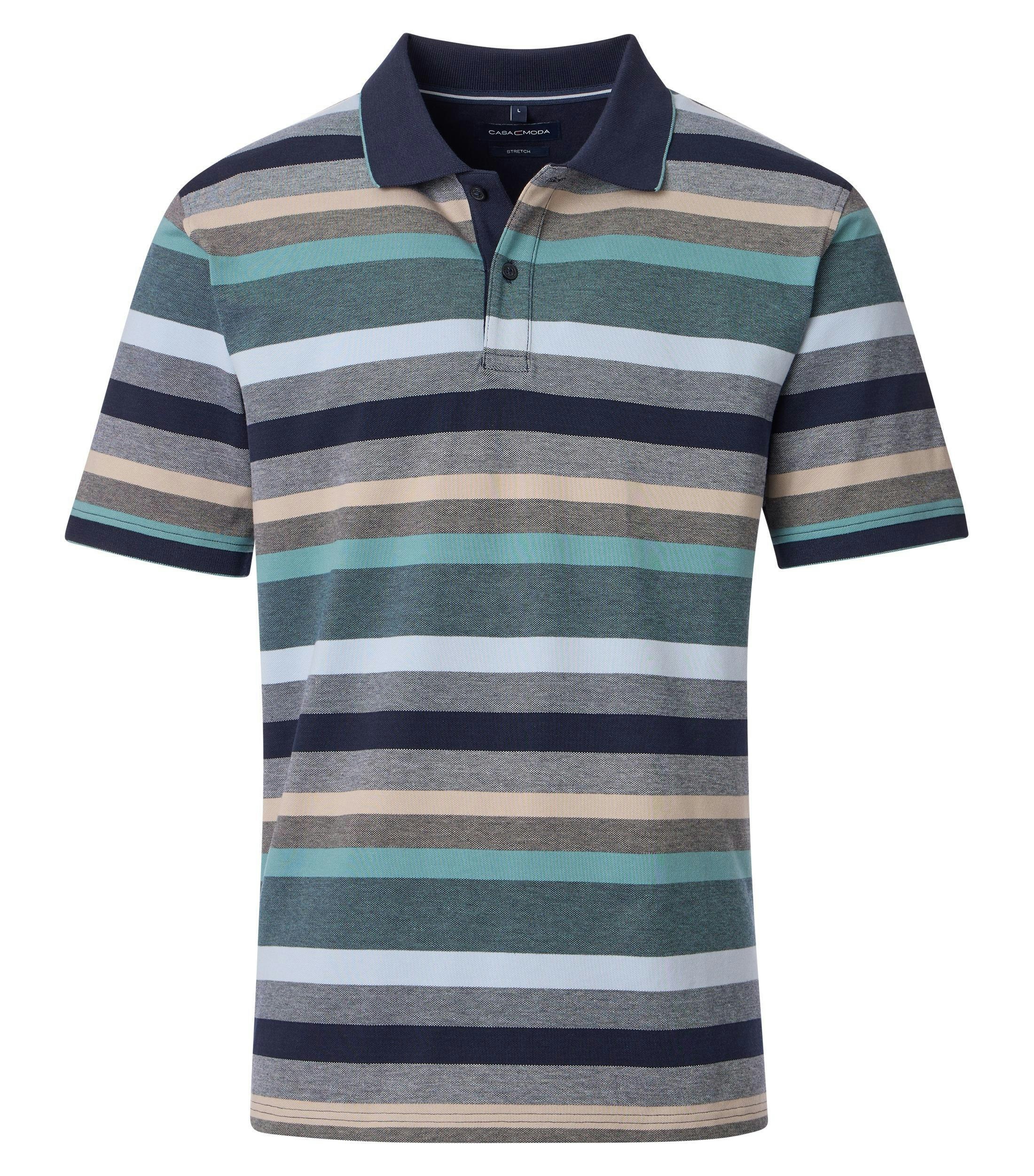 Ein Polo-Shirt im gestreift Muster in der Farbe Blau