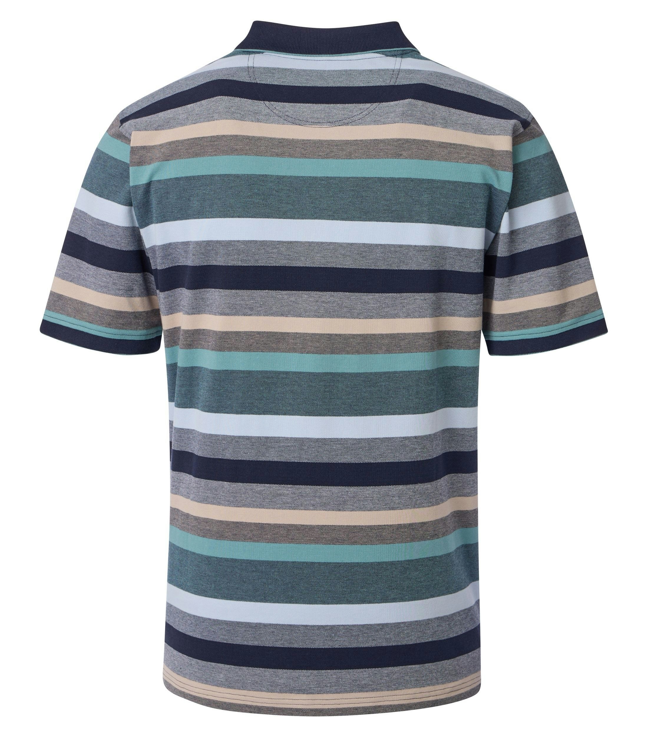 Ein Polo-Shirt im gestreift Muster in der Farbe Blau