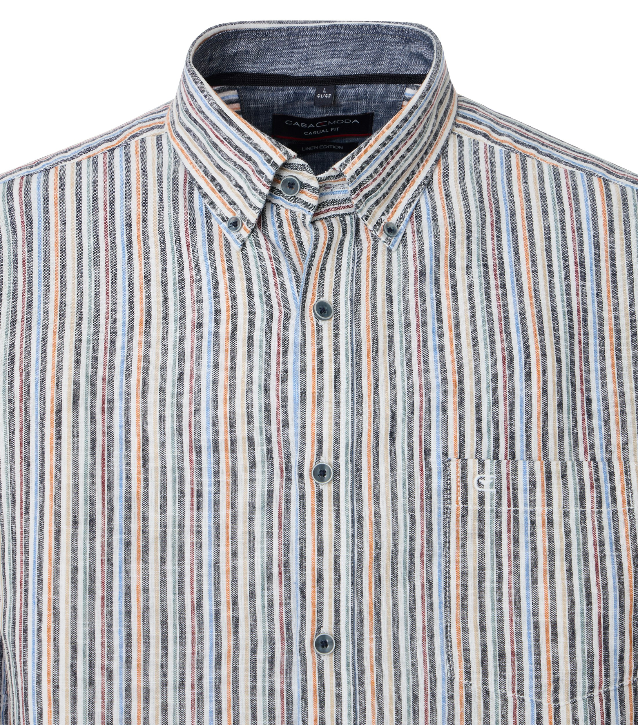 Ein Freizeithemd im gestreift Muster in der Farbe Blau