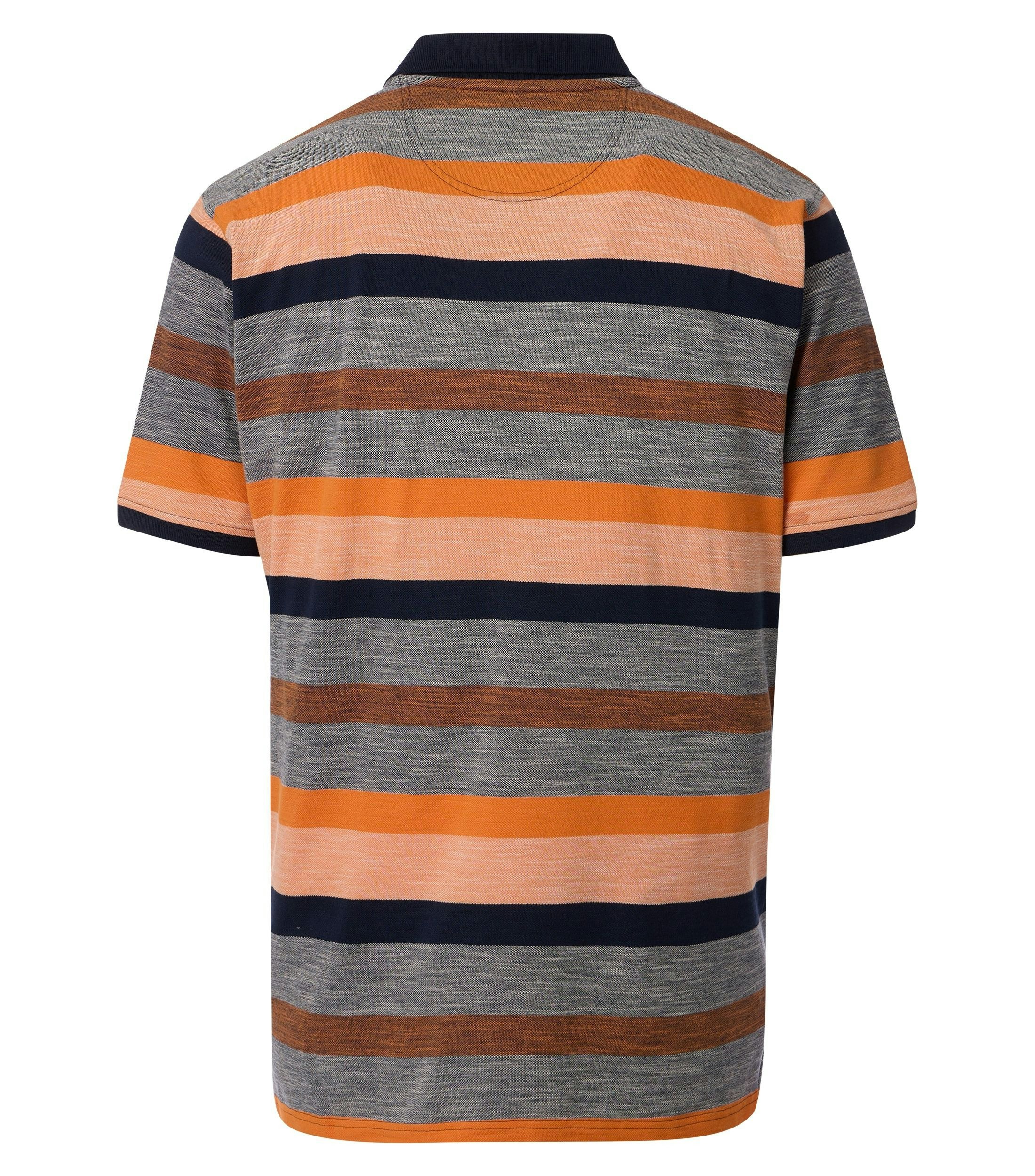 Ein Polo-Shirt im gestreift Muster in der Farbe Orange