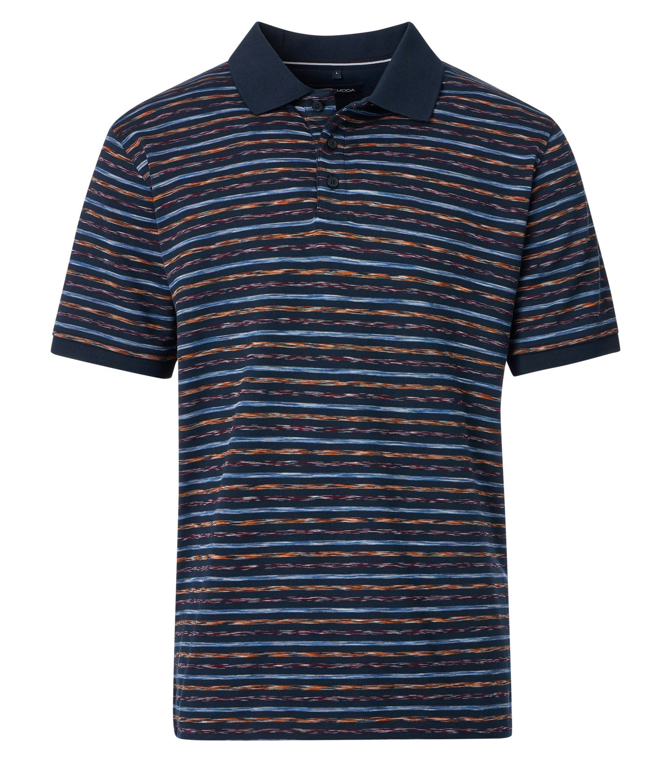 Ein Polo-Shirt im gestreift Muster in der Farbe Dunkelblau