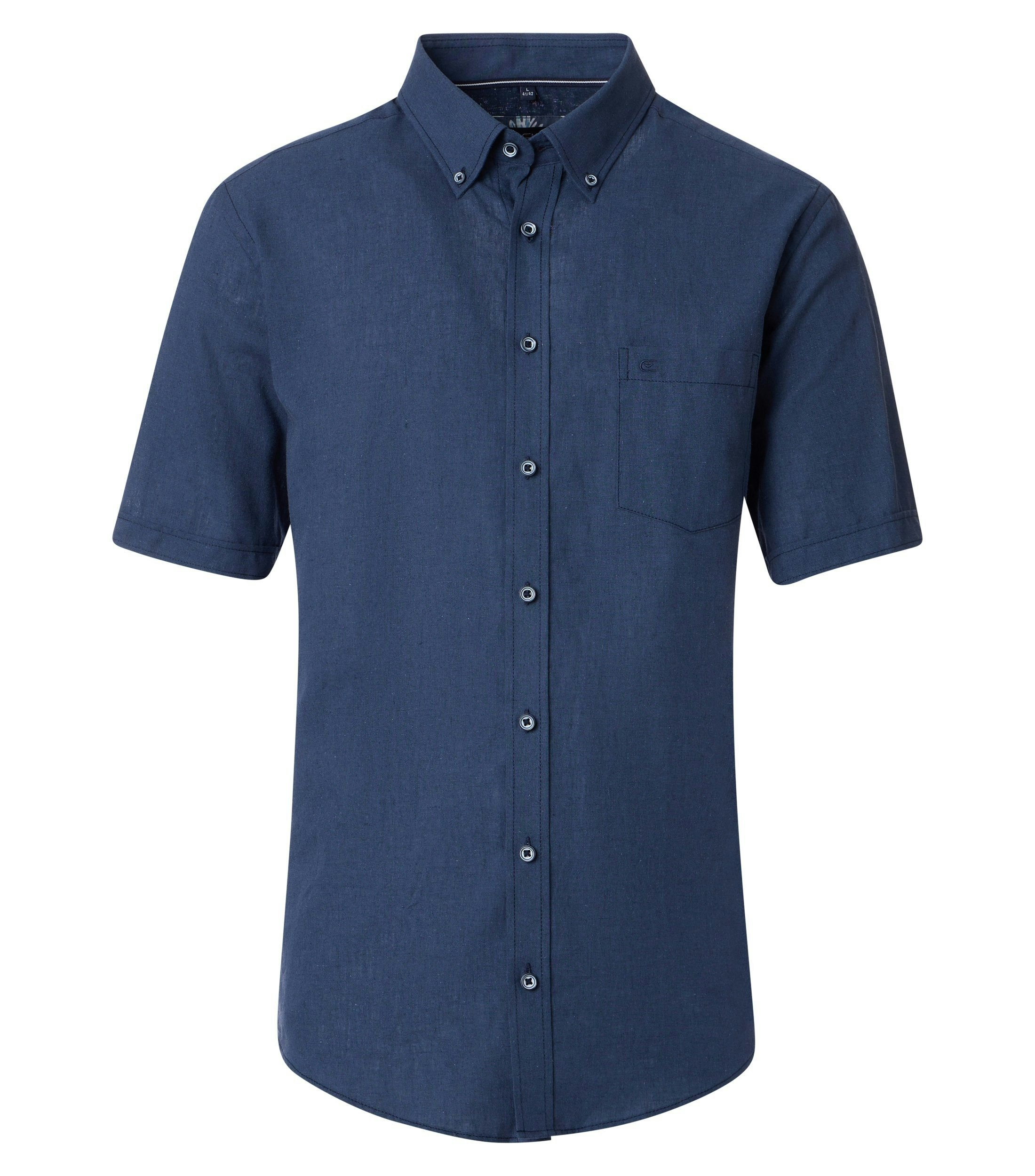 Ein Freizeithemd im uni Muster in der Farbe Dunkelblau