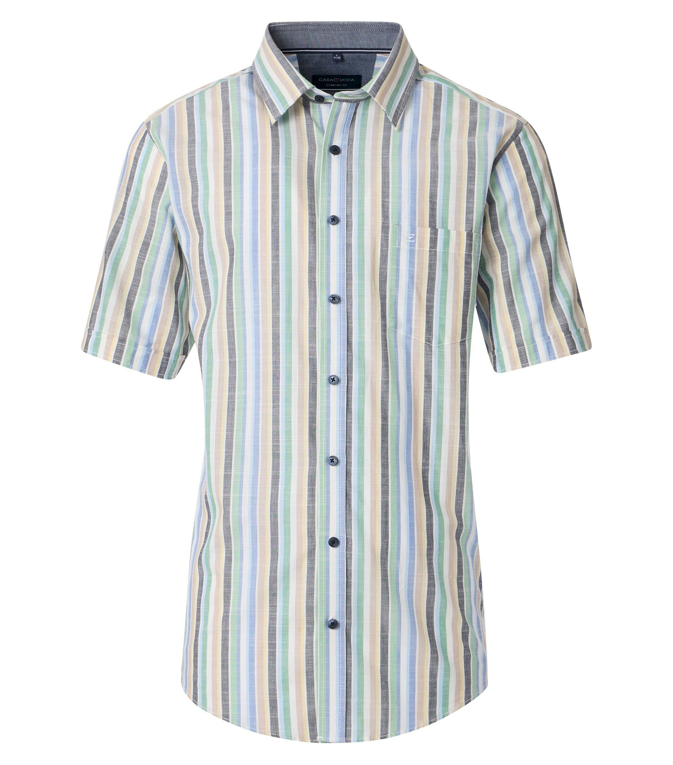 Ein Freizeithemd im gestreift Muster in der Farbe Hellblau