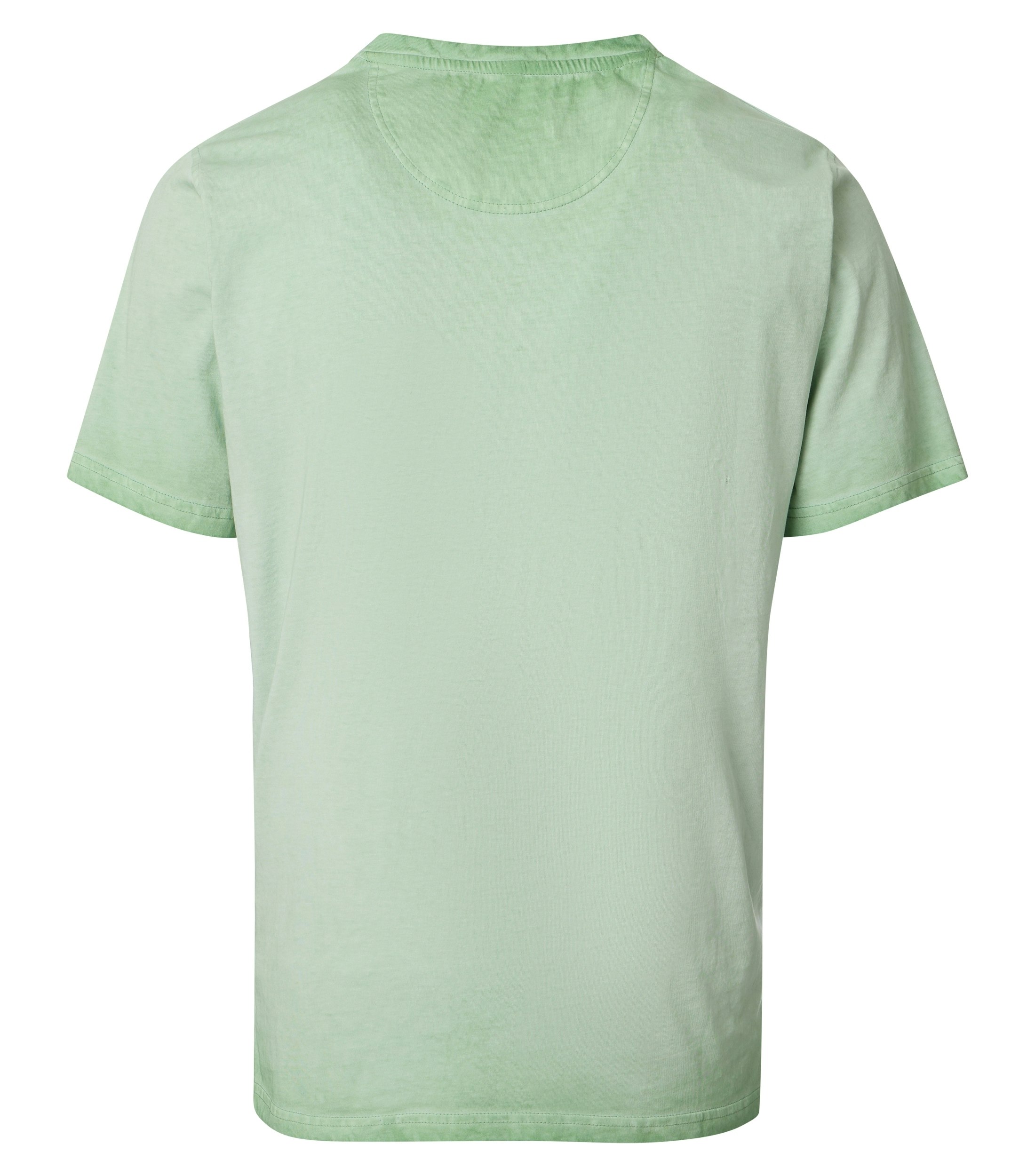 Das Model trägt ein TShirt im uni Muster in der Farbe Türkis