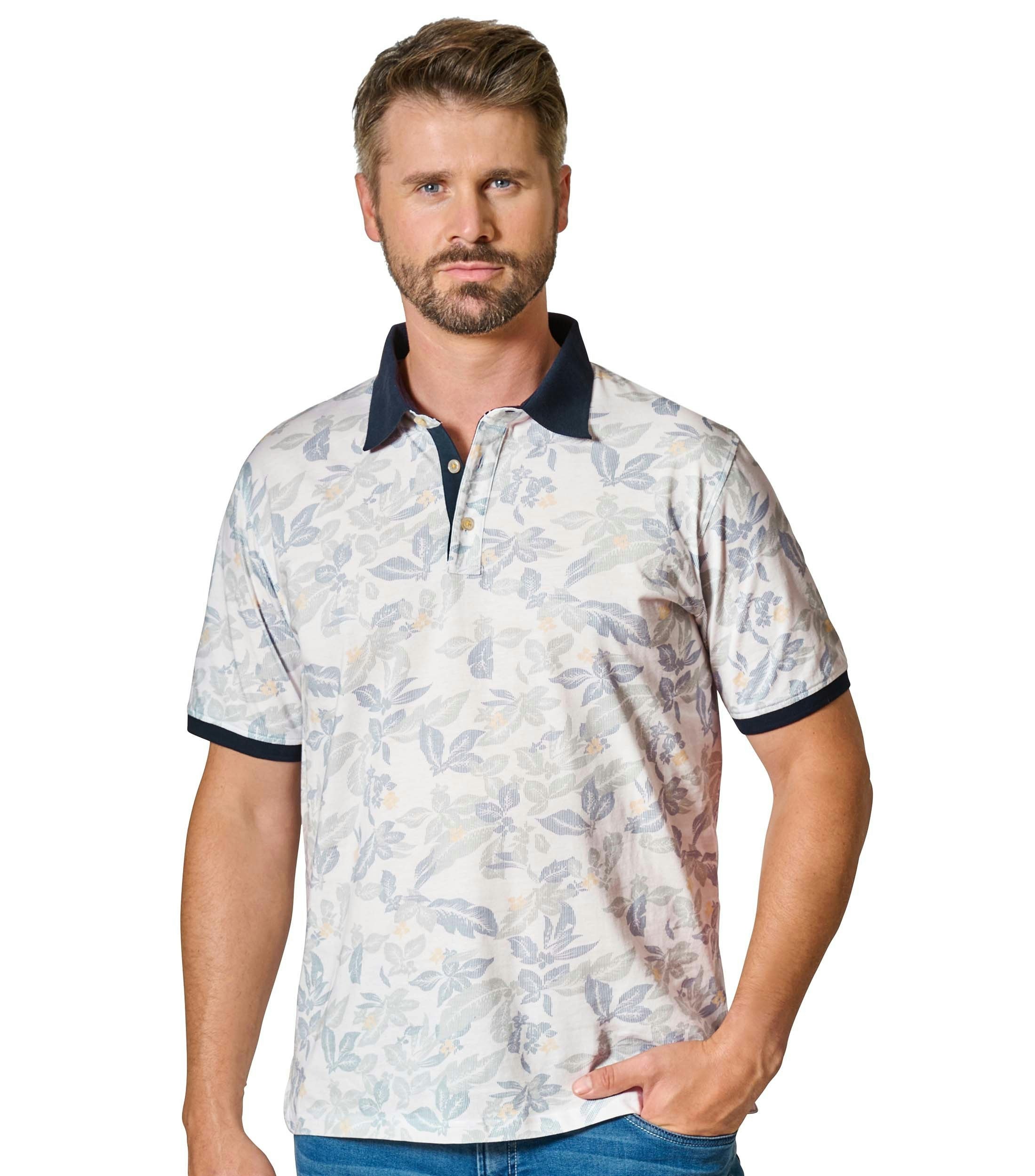 Polo-Shirt im Print-Muster in der Farbe Blau