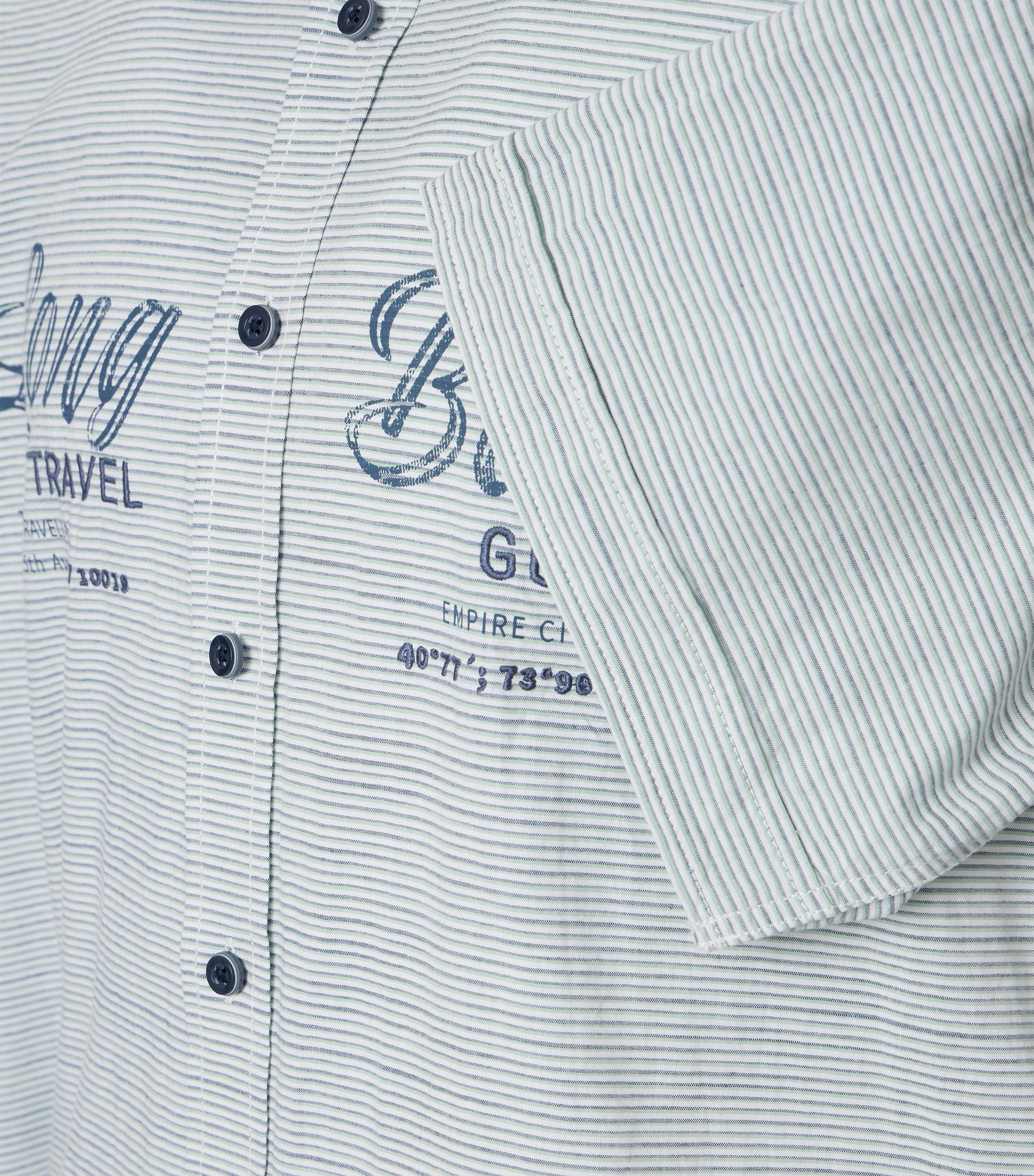 Ein Freizeithemd im gestreift Muster in der Farbe Grün