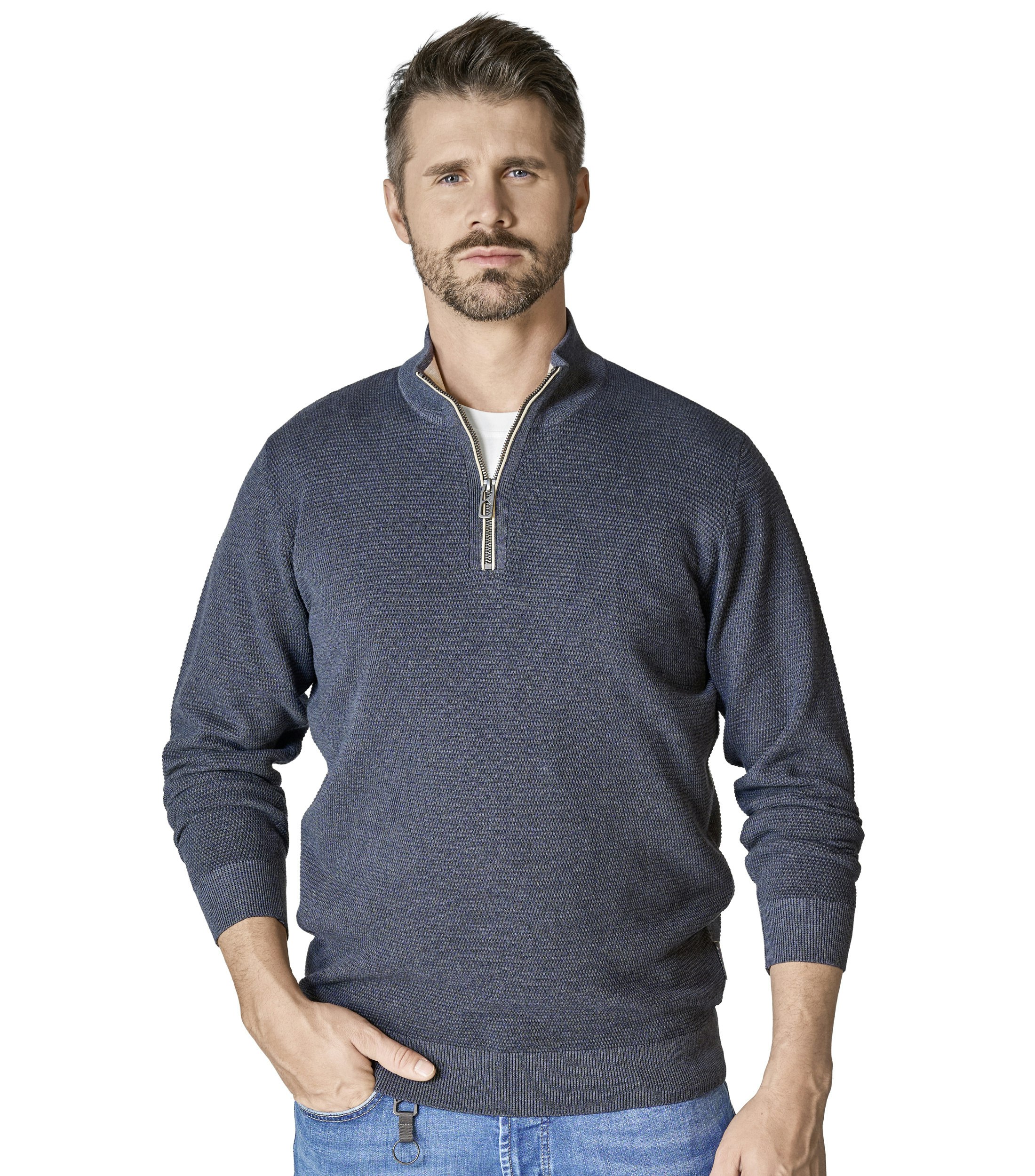 Troyer im unifarbenen Design in der Farbe Saphirblau
