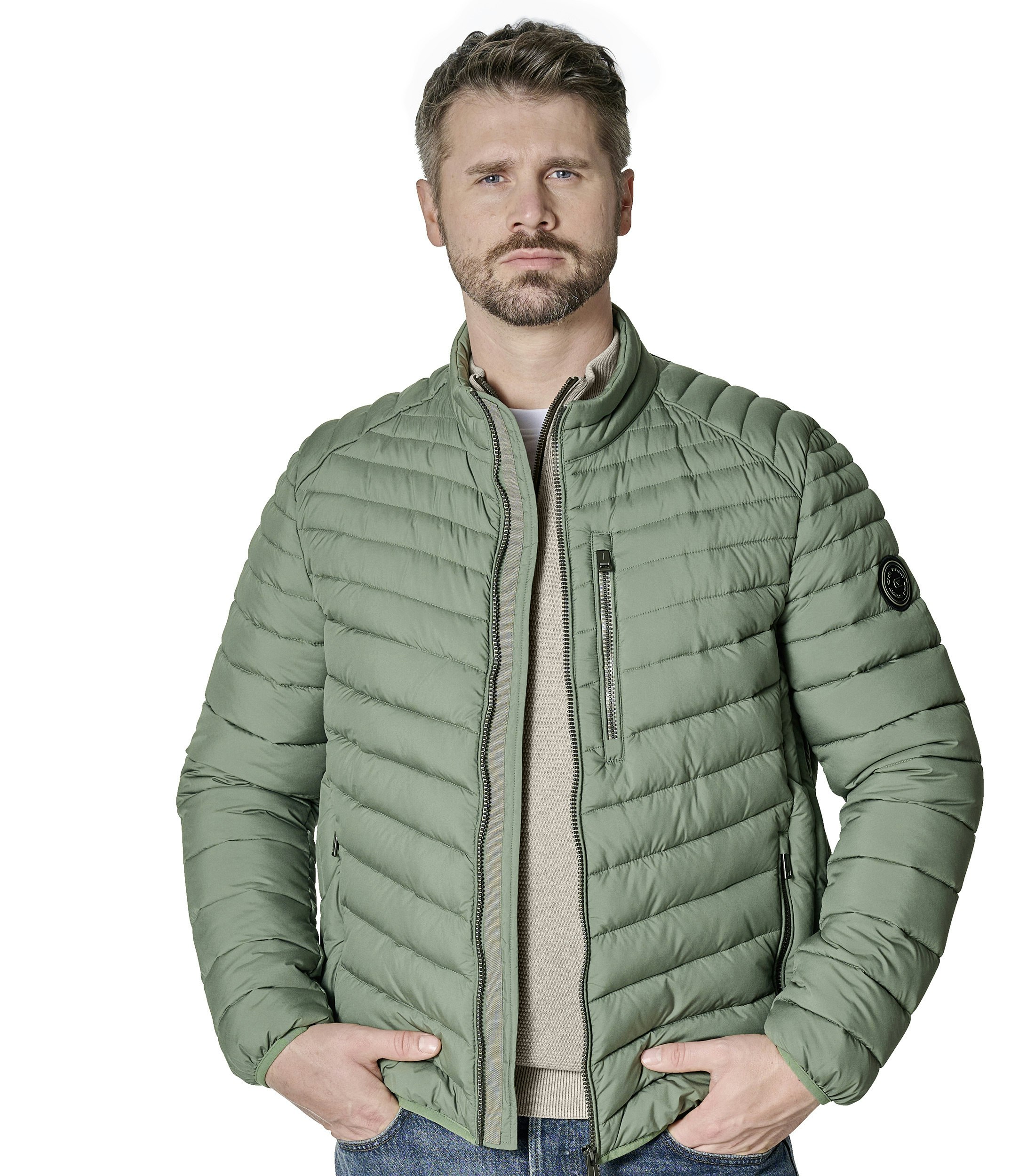 Eine Jacke im uni Muster in der Farbe Türkis