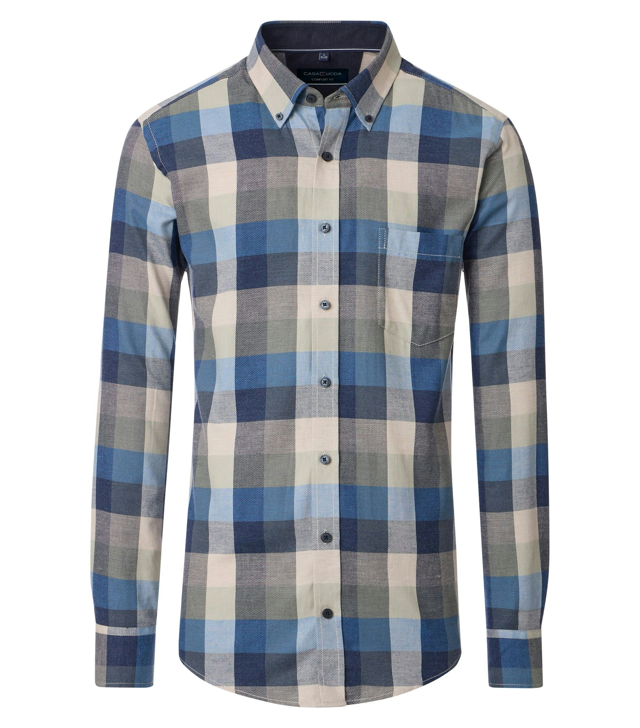 Ein Freizeithemd im kariert Muster in der Farbe Blau