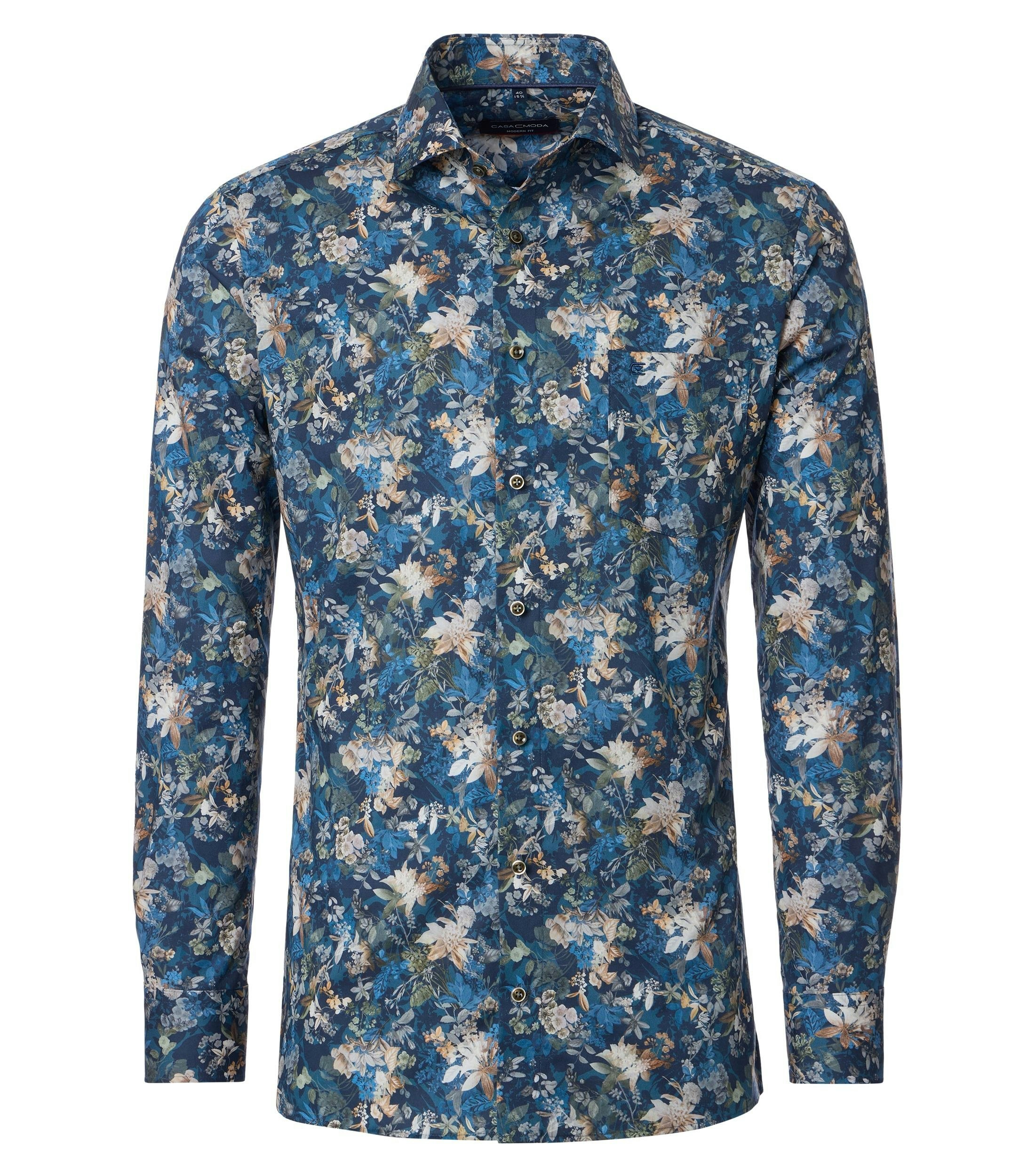 Ein Businesshemd im Print Muster in der Farbe Dunkelblau