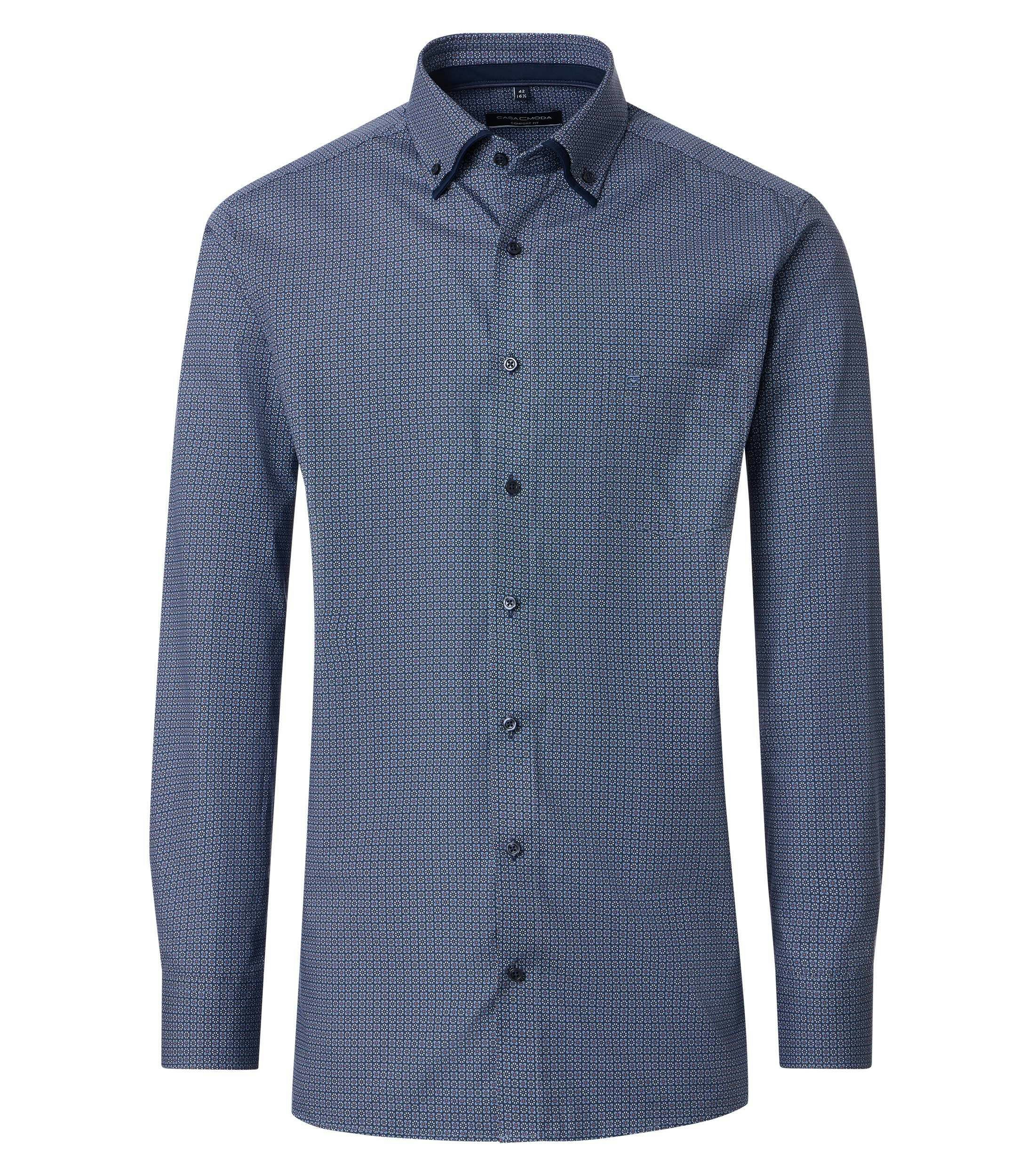 Ein Businesshemd im Print Muster in der Farbe Blau