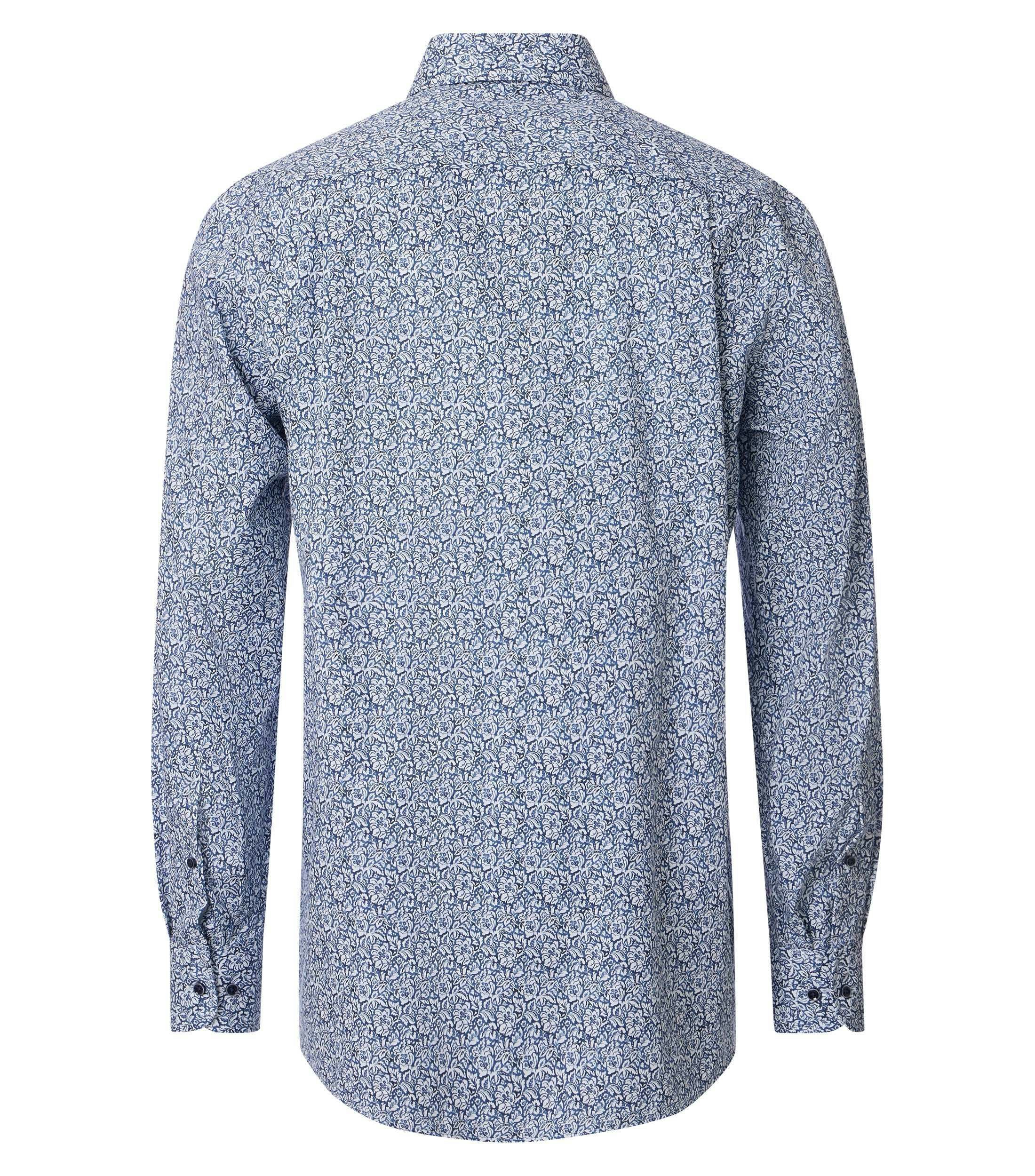 Ein Businesshemd im Print Muster in der Farbe Blau