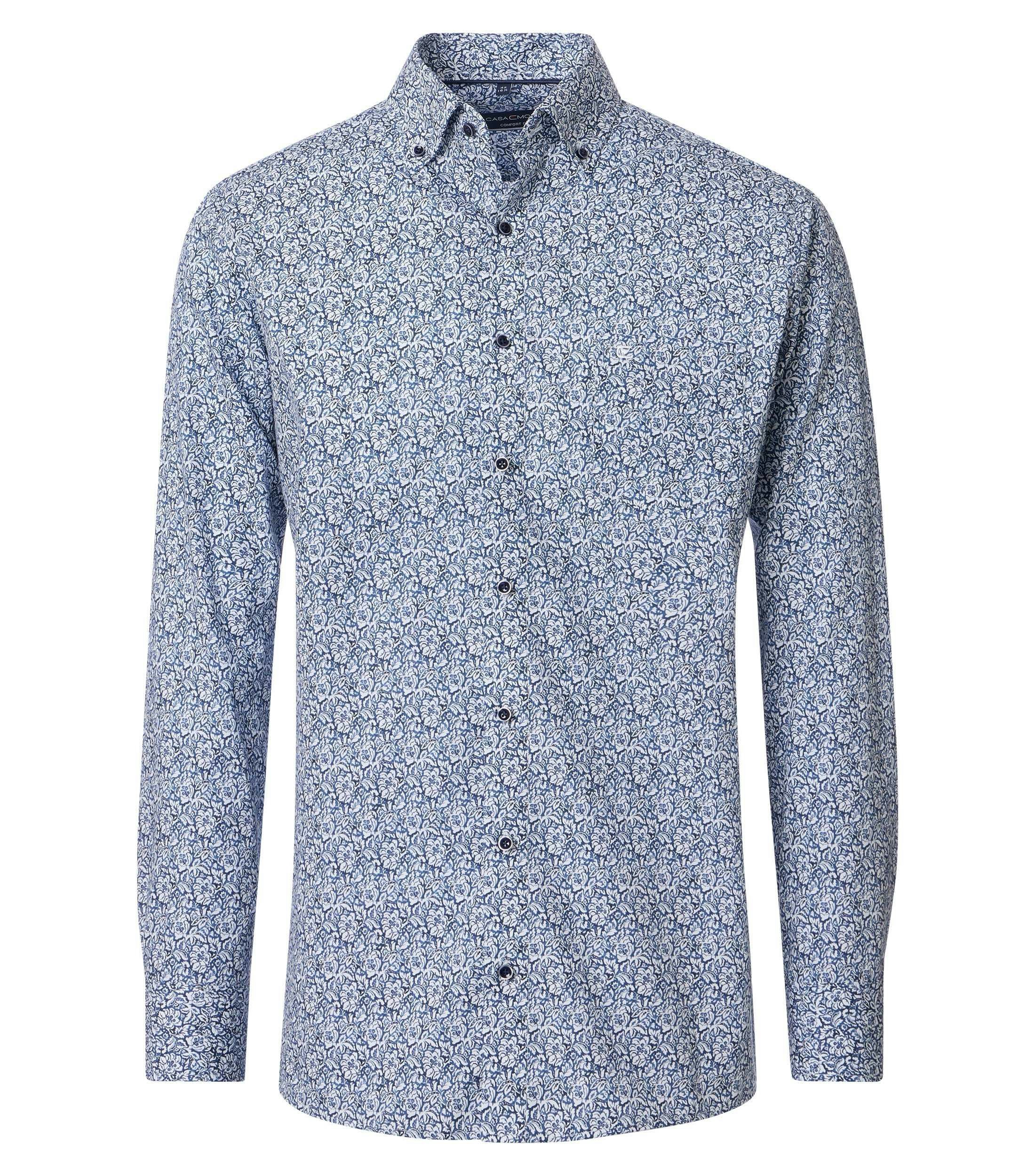 Ein Businesshemd im Print Muster in der Farbe Blau