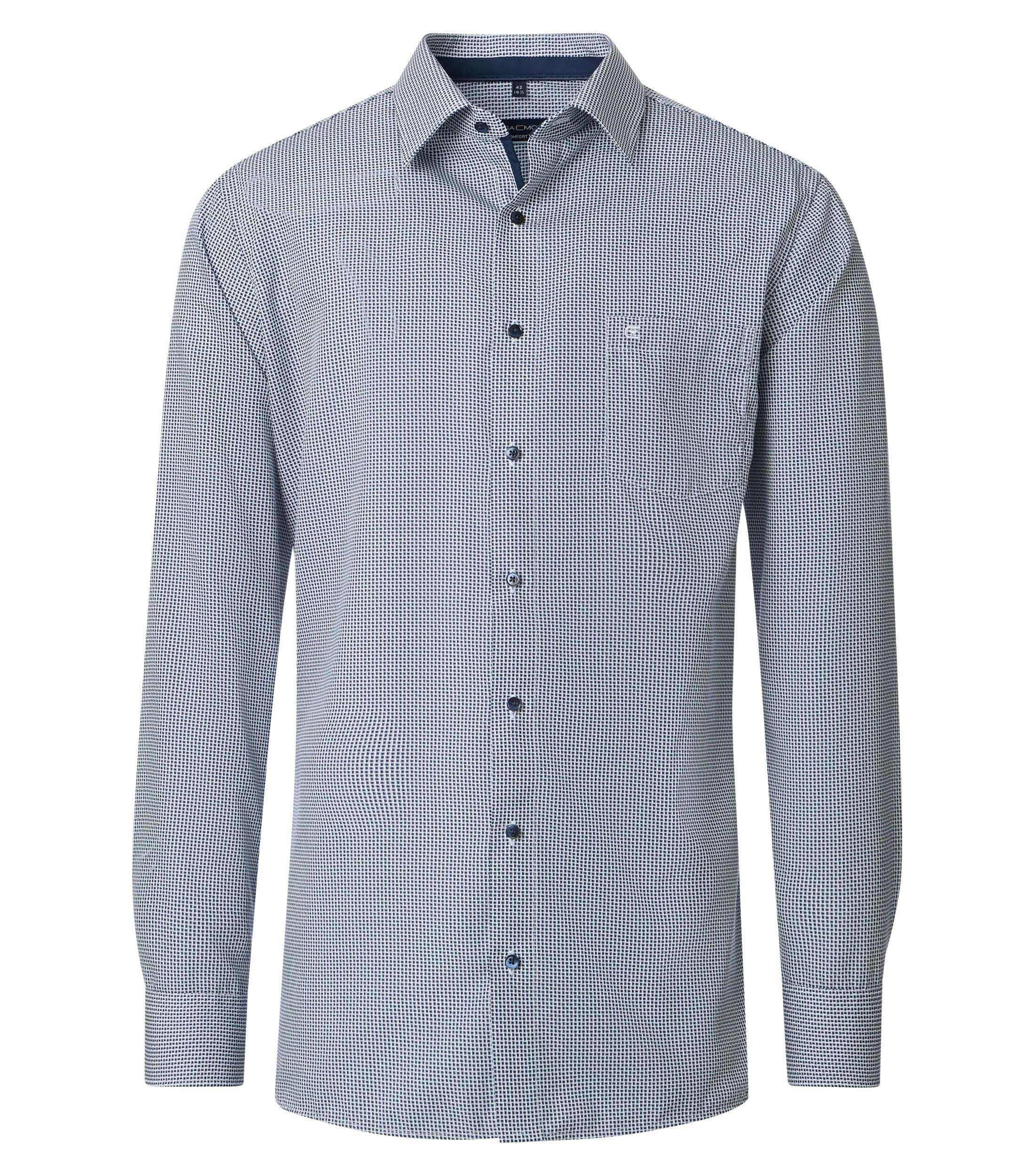 Ein Businesshemd im Print Muster in der Farbe Blau