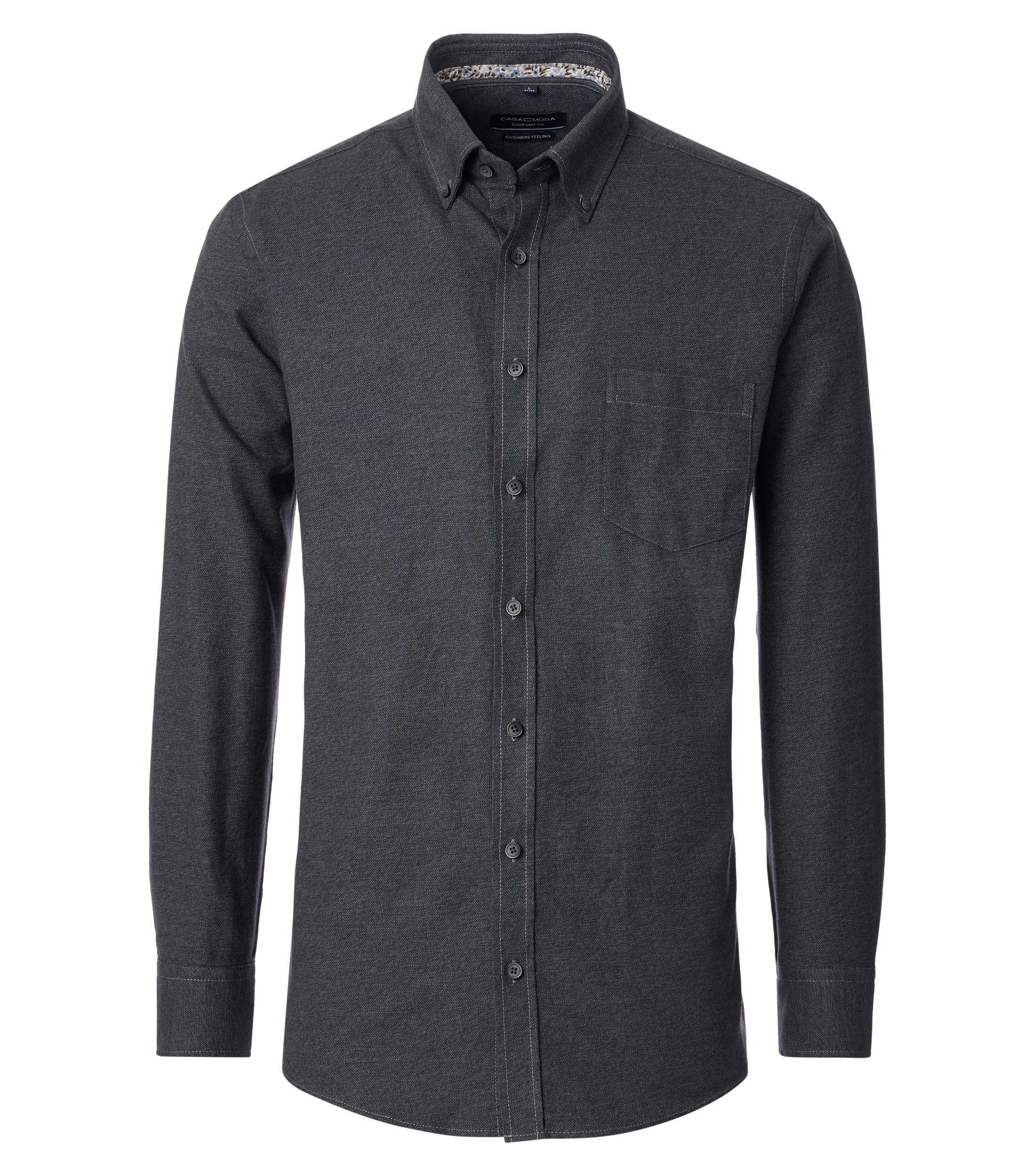 Ein Freizeithemd im uni Muster in der Farbe Dunkelgrau